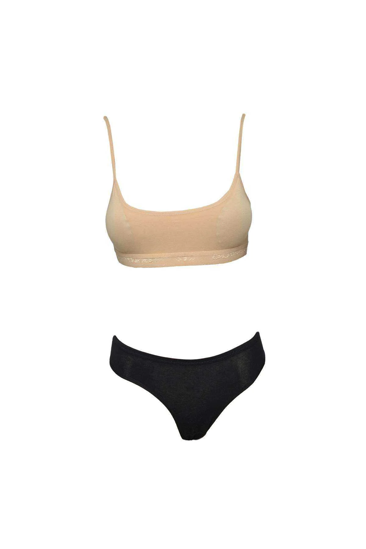 Pedli İp Askılı Yarım Atlet Büstiyer Külot Takım Ten Siyah - Just Cheap Store Görsel 2