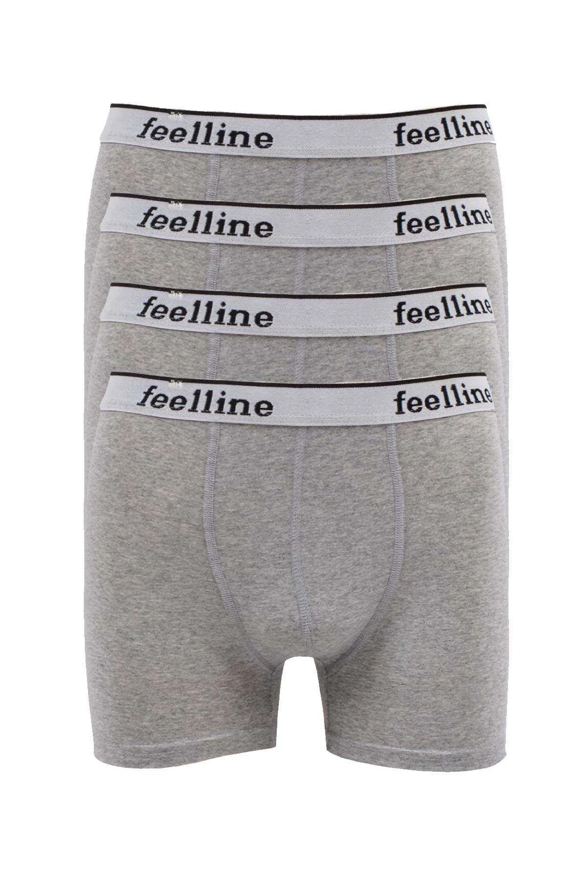 4 adet Feelline Gri Pamuklu Doğal Likralı Erkek Boxer - Just Cheap Store Görsel 2