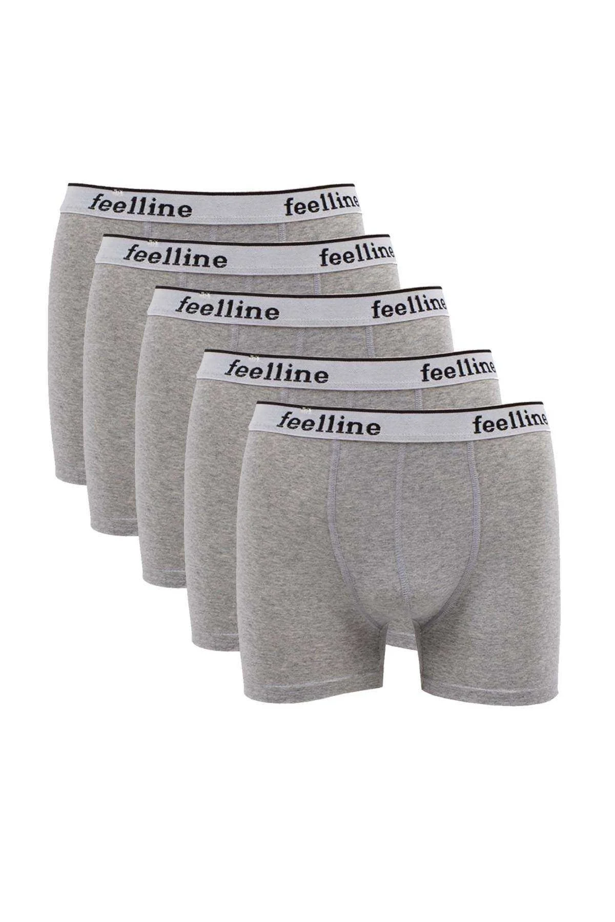 5 adet Feelline Gri Pamuklu Doğal Likralı Erkek Boxer - Just Cheap Store Görsel 4
