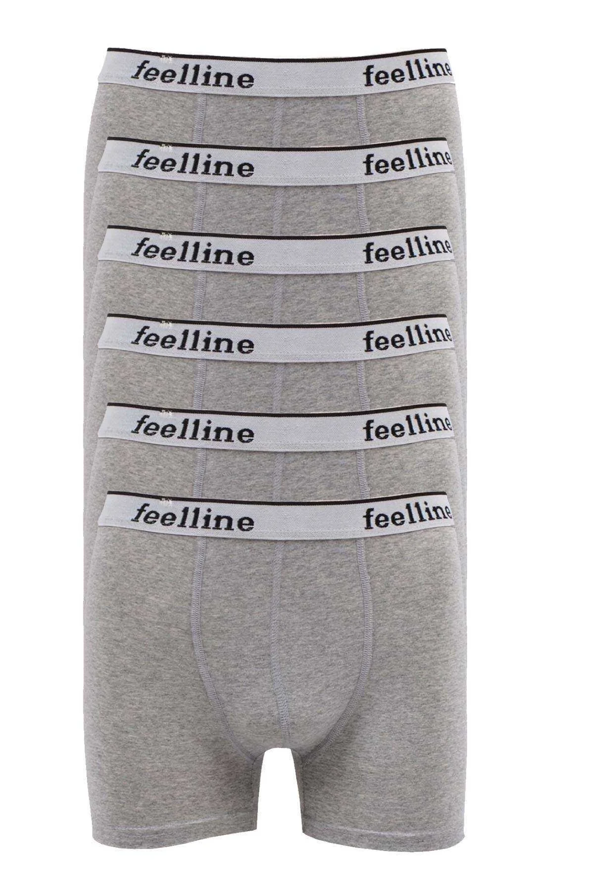 6 adet Feelline Gri Pamuklu Doğal Likralı Erkek Boxer - Just Cheap Store Görsel 4