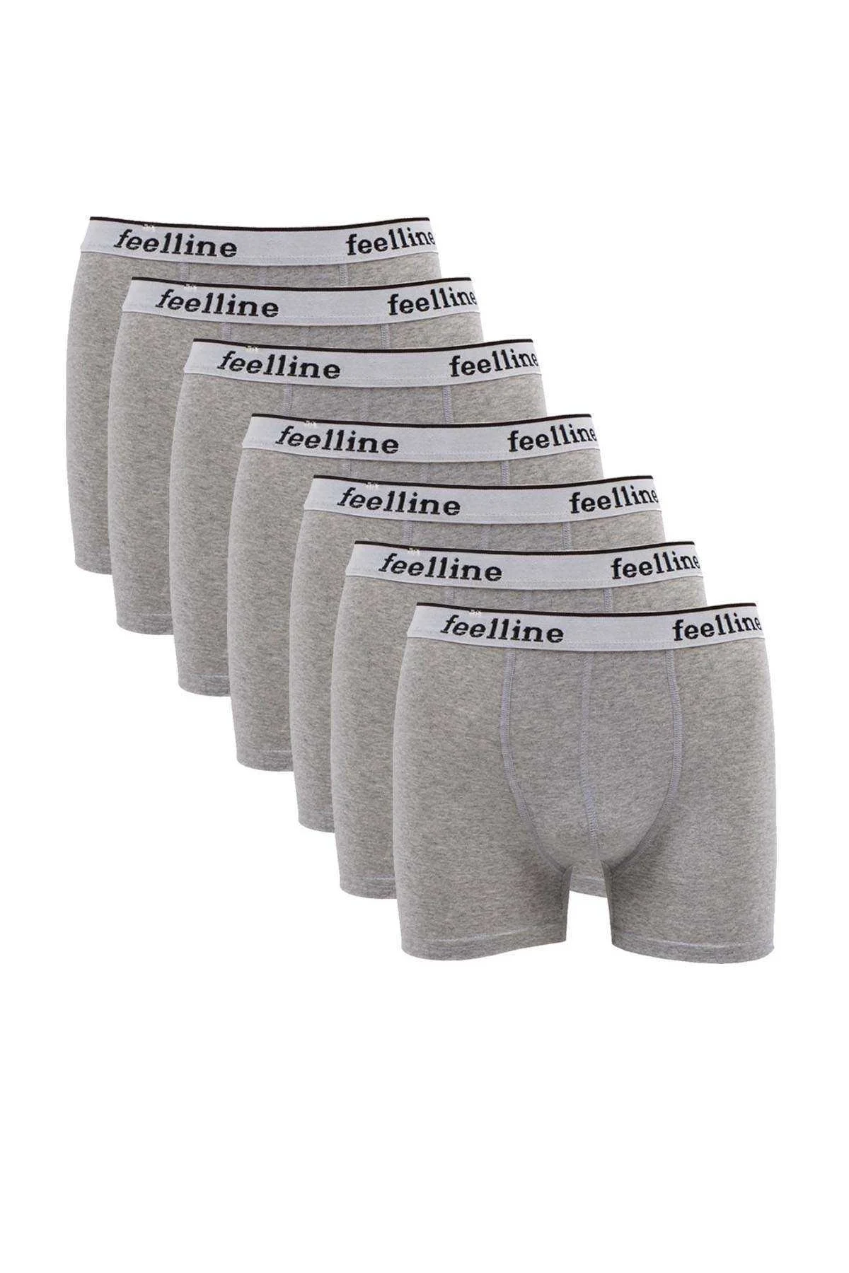 7 adet Feelline Gri Pamuklu Doğal Likralı Erkek Boxer - Just Cheap Store Görsel 4