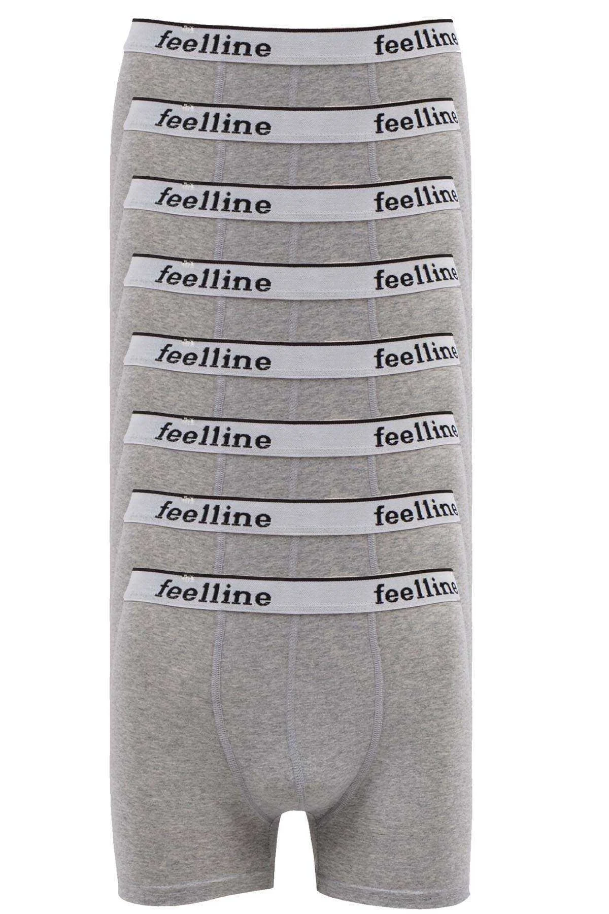 8 adet Feelline Gri Pamuklu Doğal Likralı Erkek Boxer - Just Cheap Store Görsel 2