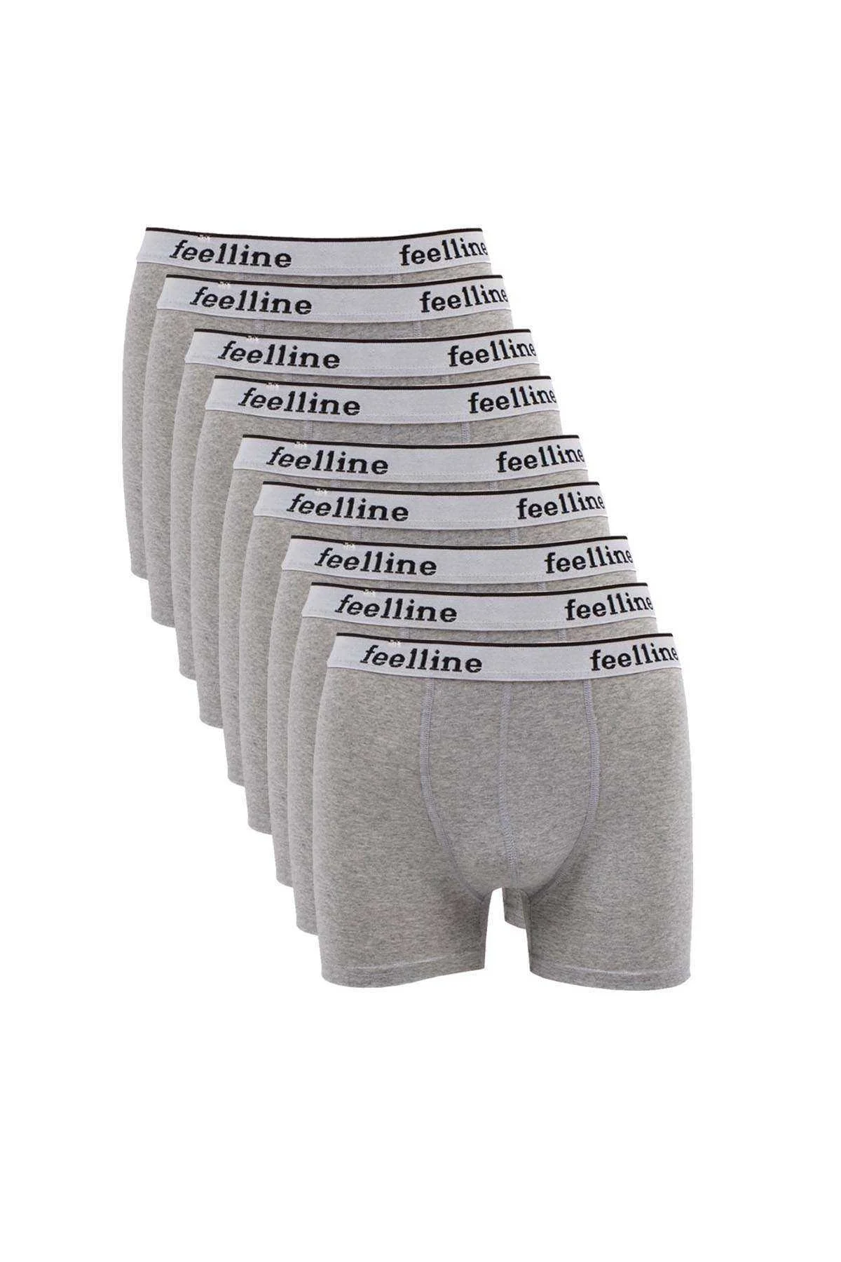 9 adet Feelline Gri Pamuklu Doğal Likralı Erkek Boxer - Just Cheap Store Görsel 4