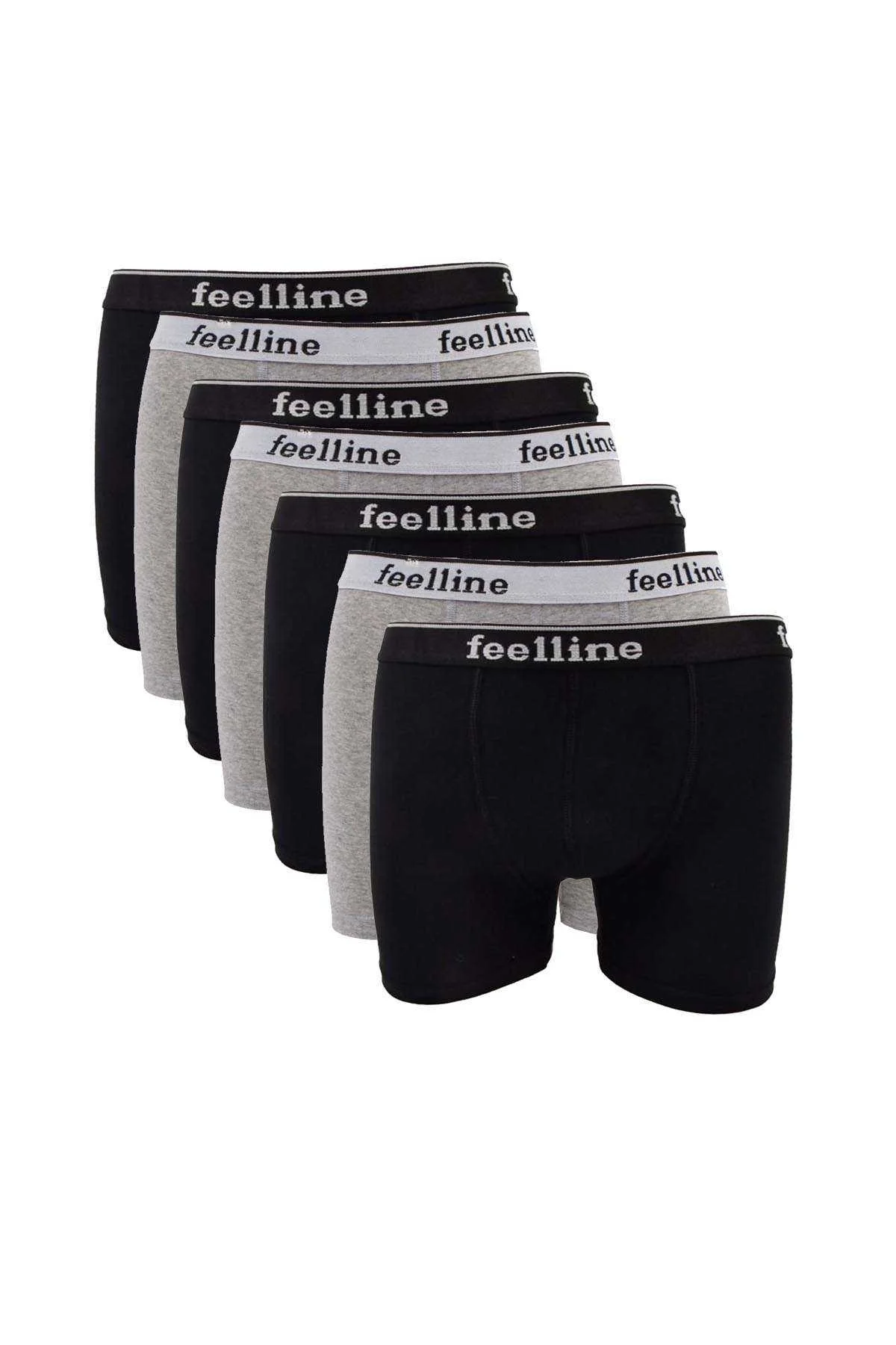7 adet Feelline Siyah ve Gri Pamuklu Doğal Likralı Erkek Boxer - Just Cheap Store Görsel 5