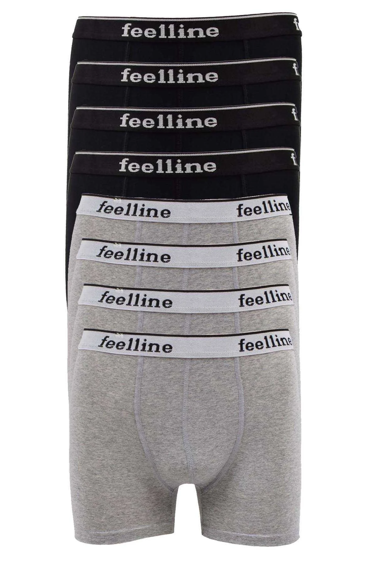 8 adet Feelline Siyah ve Gri Pamuklu Doğal Likralı Erkek Boxer - Just Cheap Store Görsel 2