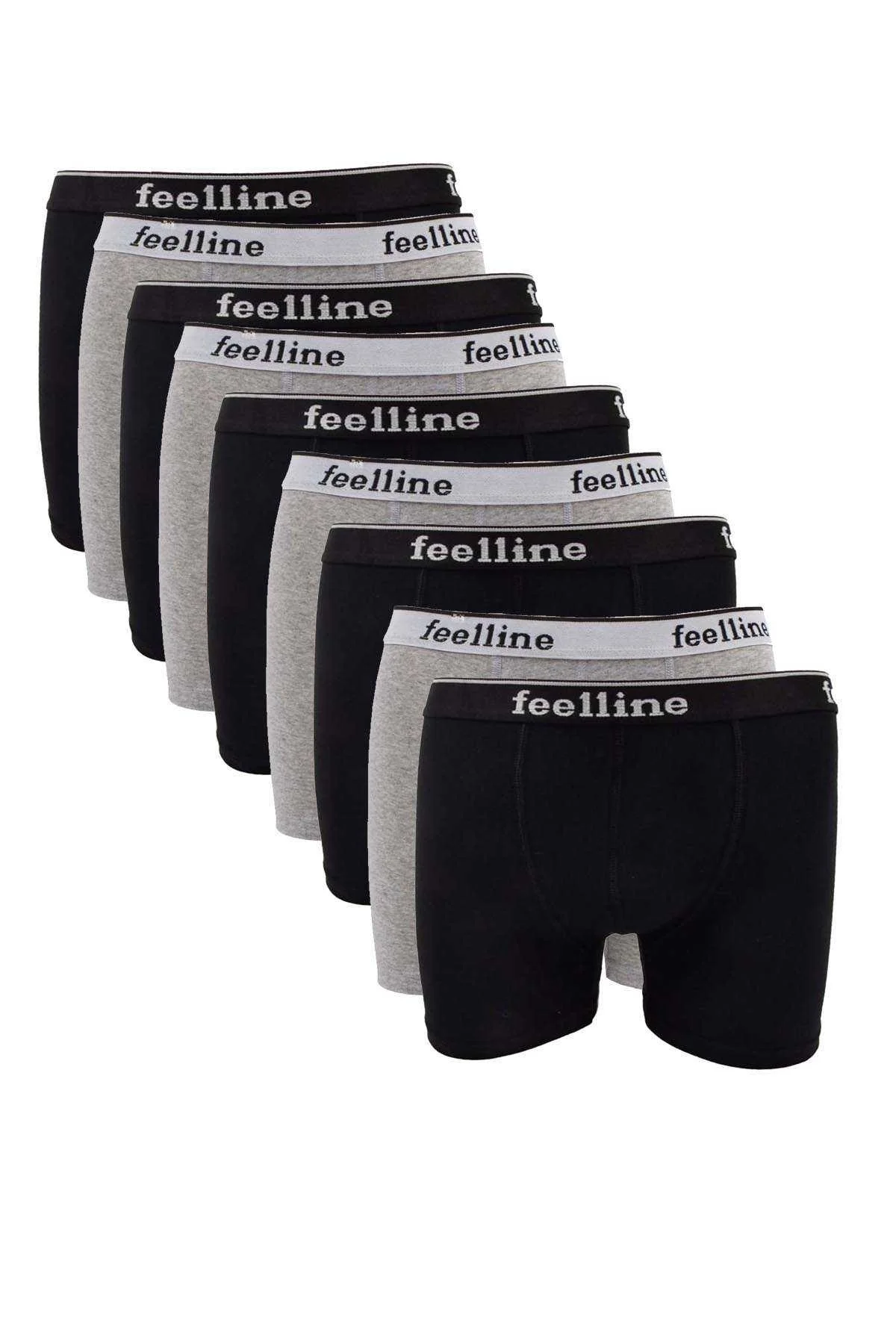 9 adet Feelline Siyah ve Gri Pamuklu Doğal Likralı Erkek Boxer - Just Cheap Store Görsel 2