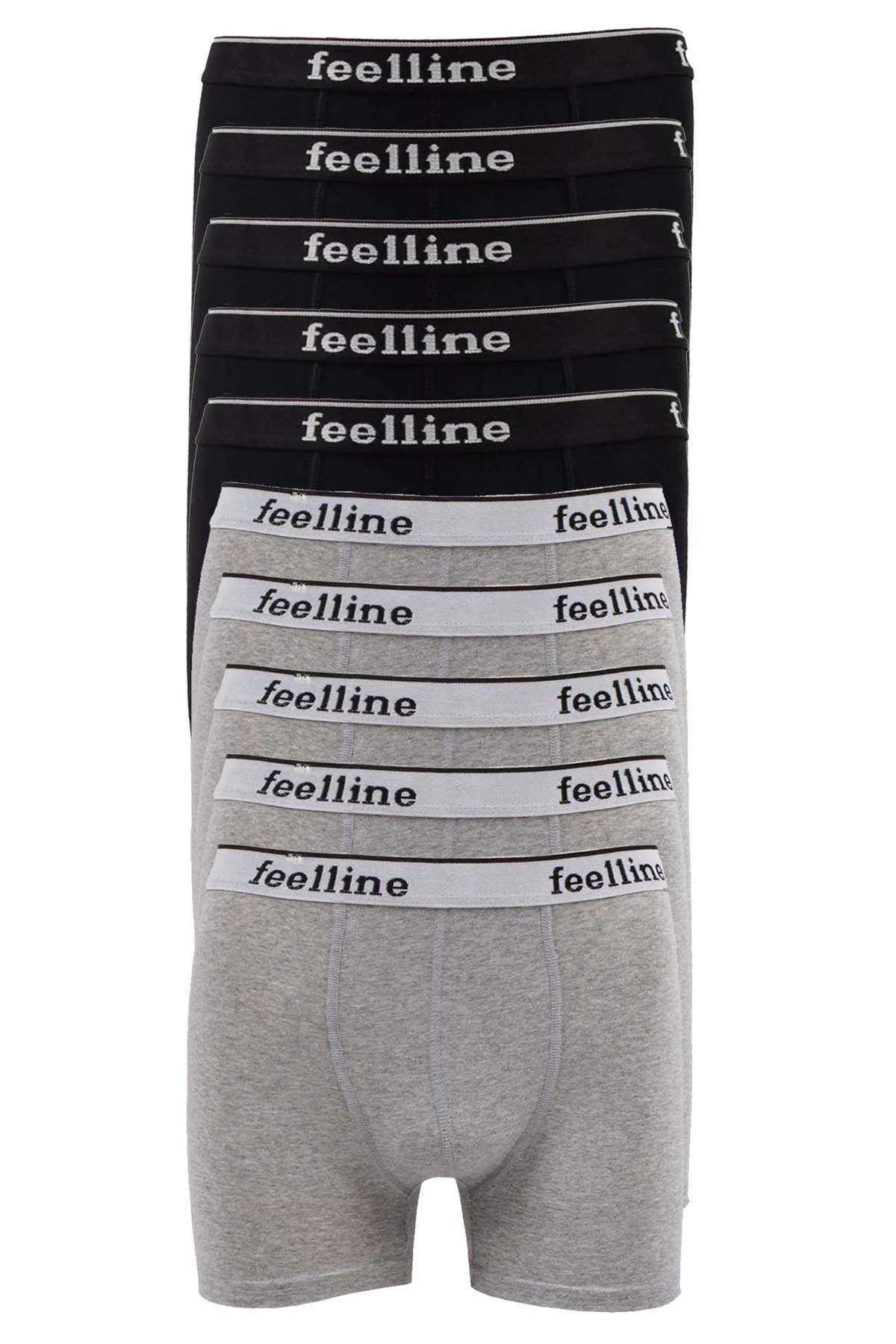 10 adet Feelline Siyah ve Gri Pamuklu Doğal Likralı Erkek Boxer - Just Cheap Store Görsel 2