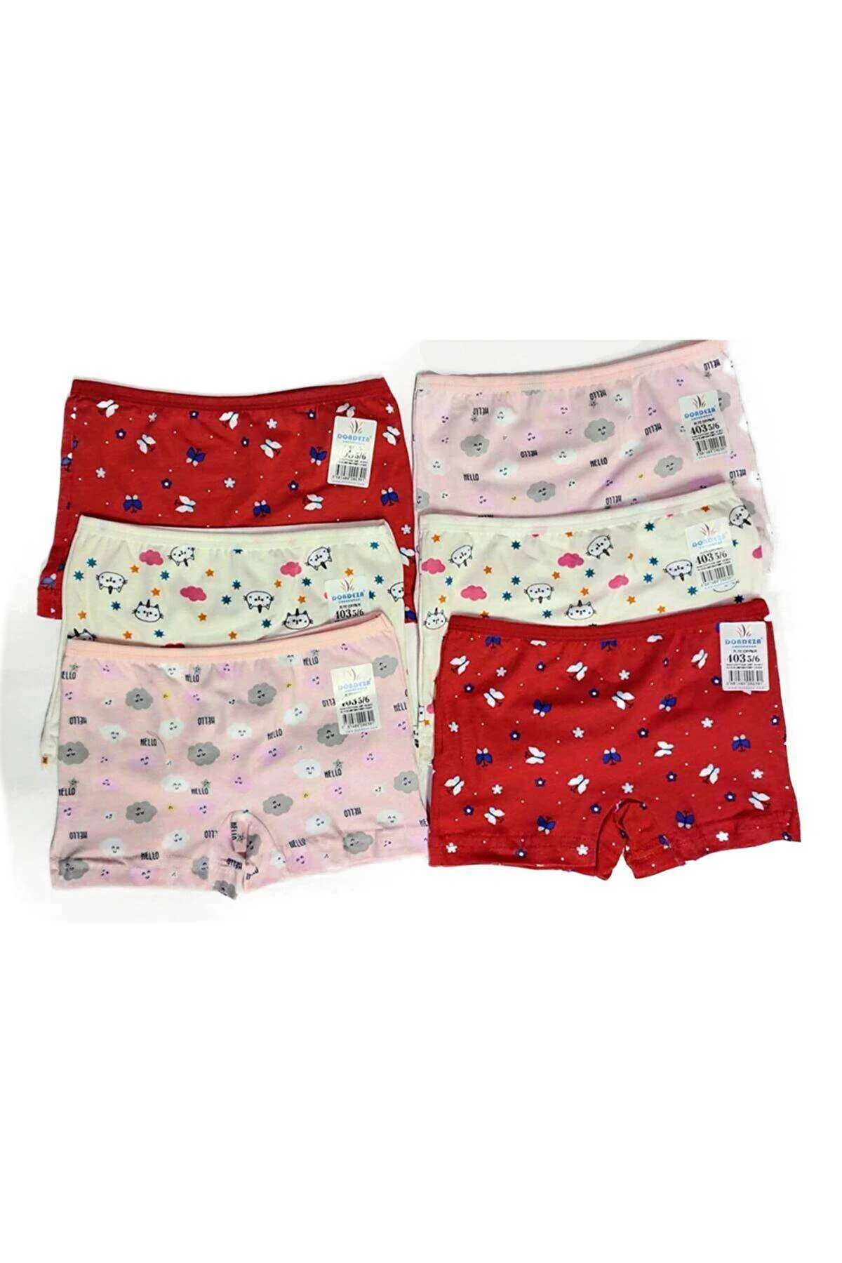 6 Adet Kız Çocuk Desenli Penye Boxer 403 - Just Cheap Store Görsel 3