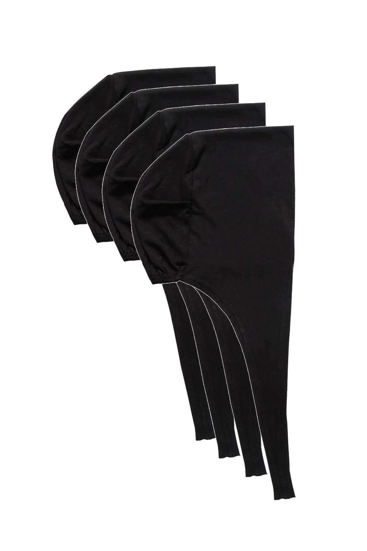 4 Adet Tesettür Bone Bağcıklı Likralı Siyah - Just Cheap Store Görsel 2