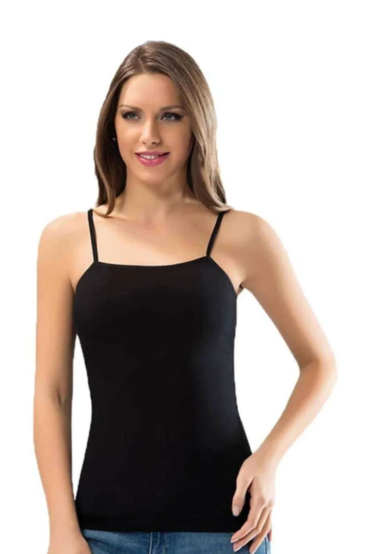 Kota Bayan İp Askılı Siyah Atlet 6091 - Just Cheap Store Görsel 4