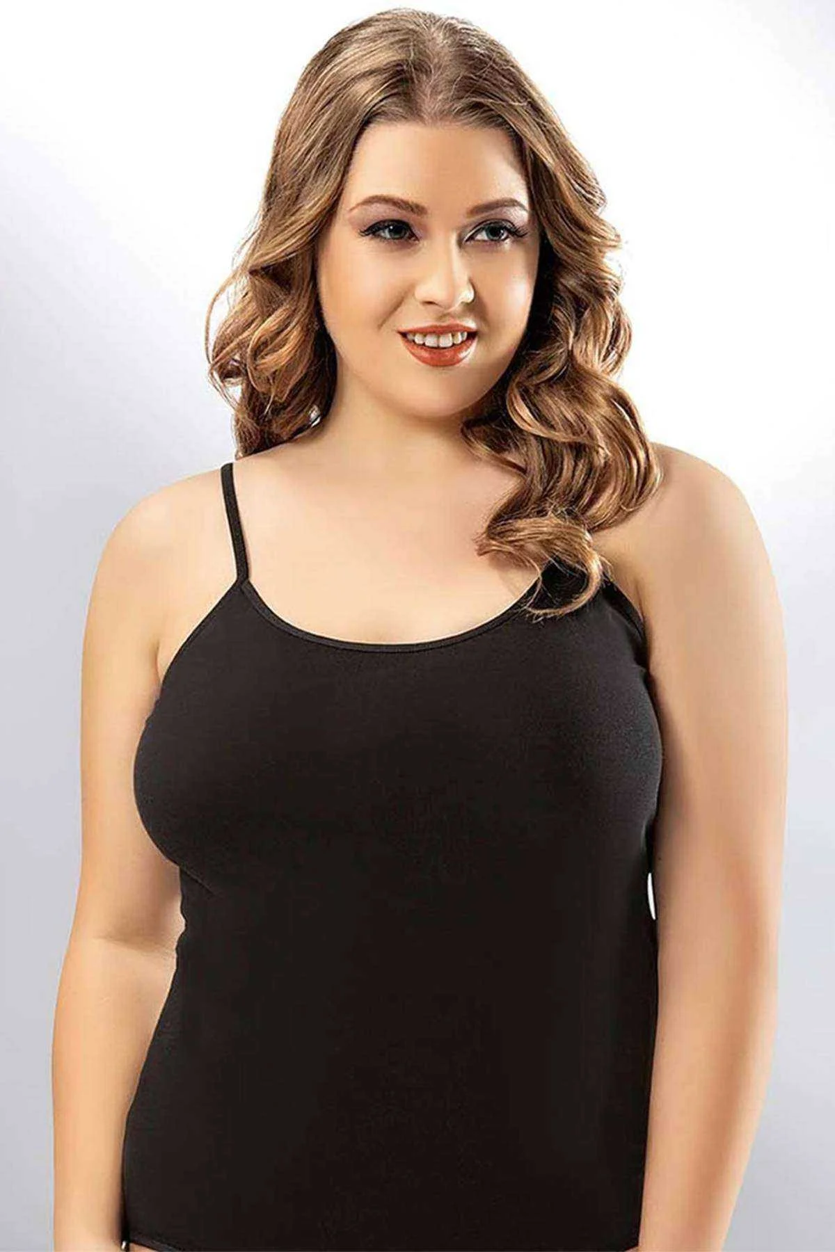 Kota Bayan İp Askılı Siyah Battal Atlet 6091 - Just Cheap Store Görsel 3