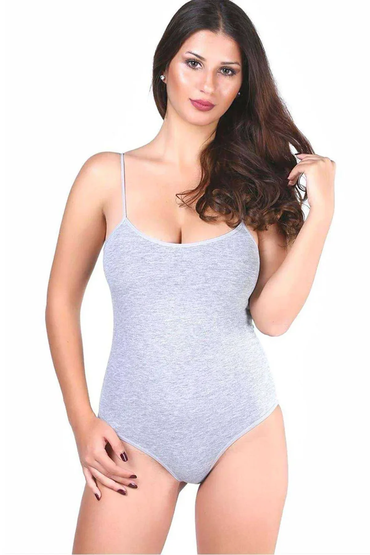 3 adet Tutku Kadın İp Askılı Gri Çıtçıtlı Body 0148 - Just Cheap Store Görsel 4