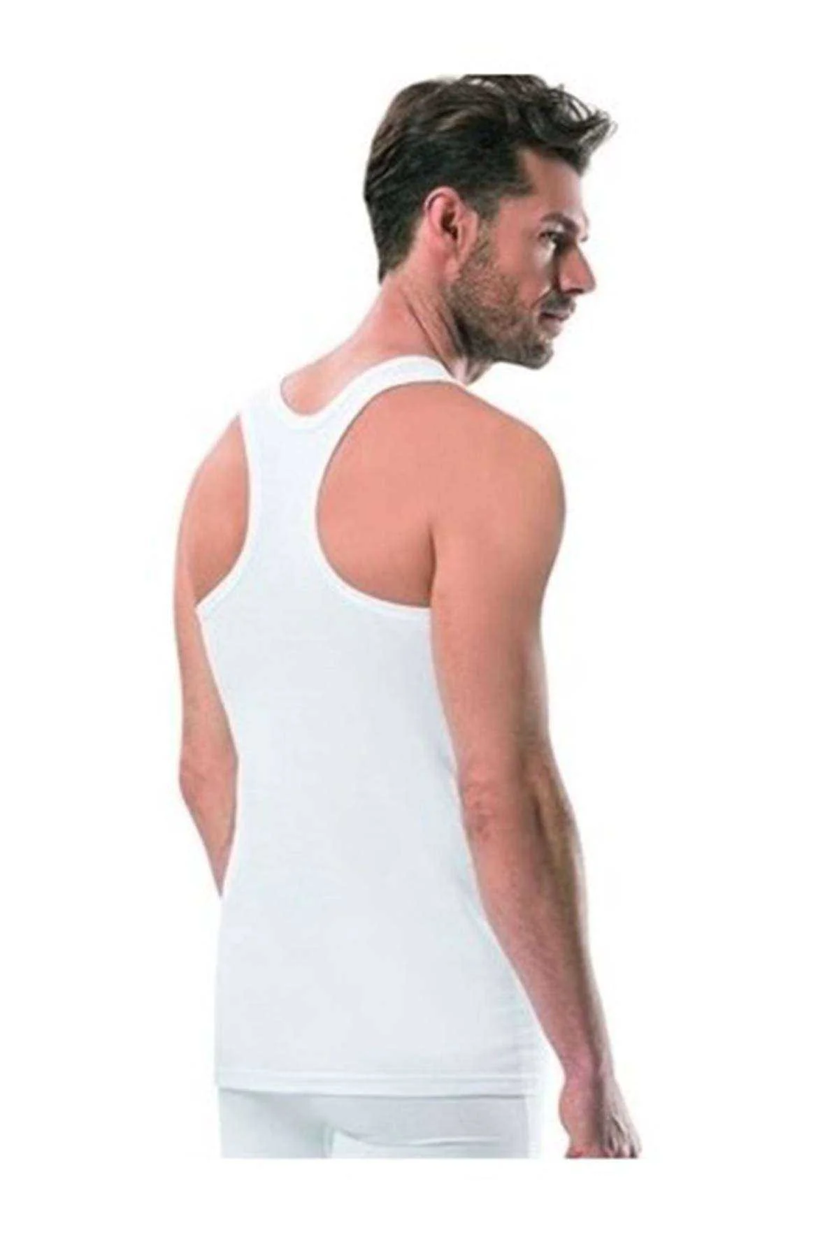 3 adet Tutku Ribana Spor Erkek Beyaz Atlet 0118 - Just Cheap Store Görsel 3