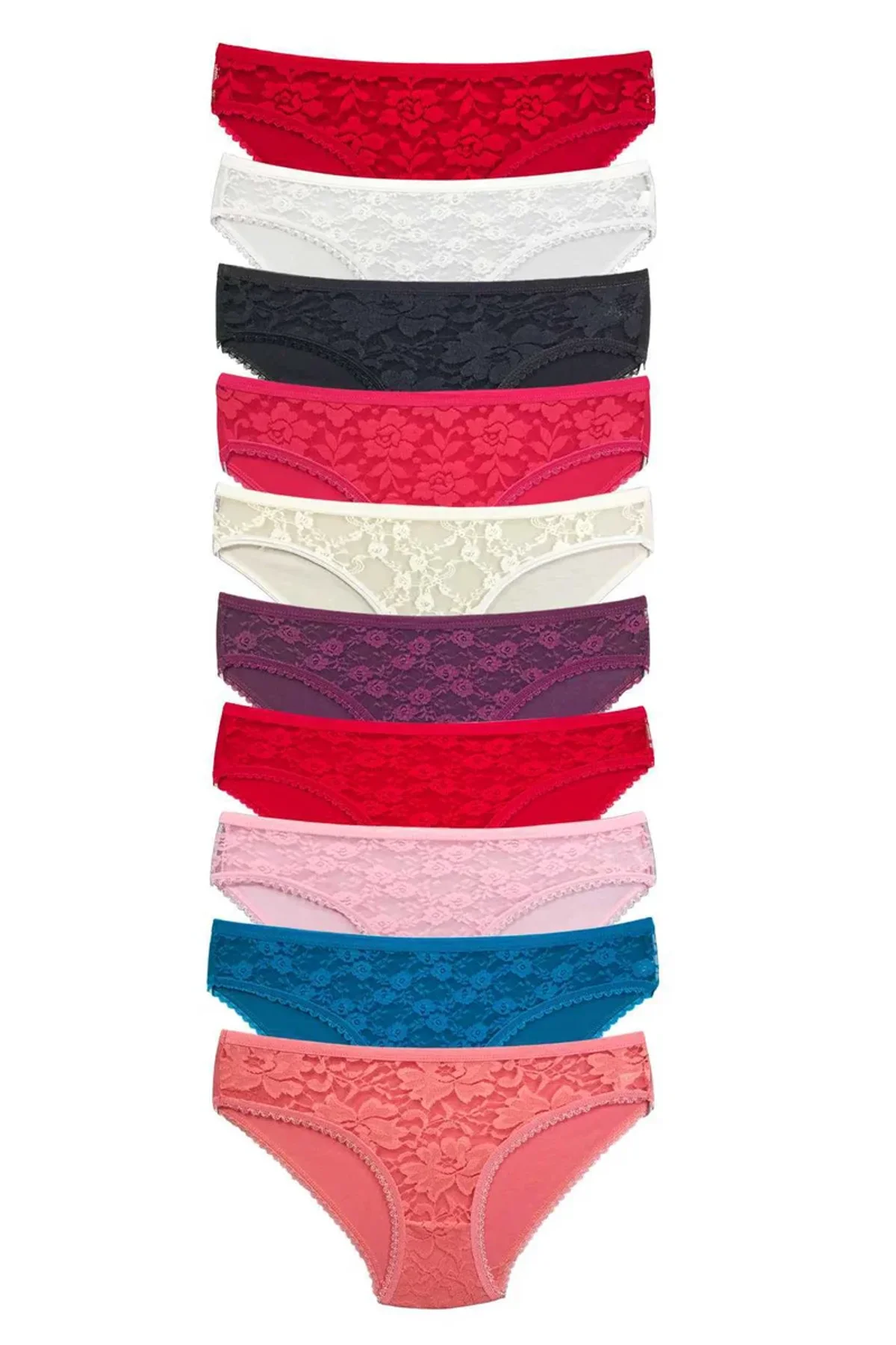 10 Adet Önü Dantelli Transparan Kadın Slip Külot S231 - Just Cheap Store Görsel 5