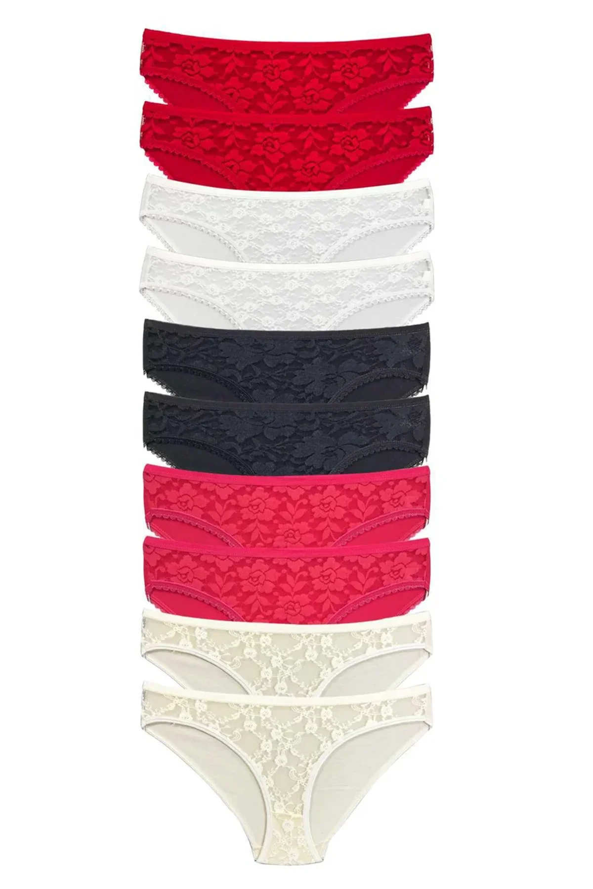 10 Adet Önü Dantelli Transparan Kadın Slip Külot S1 - Just Cheap Store Görsel 4