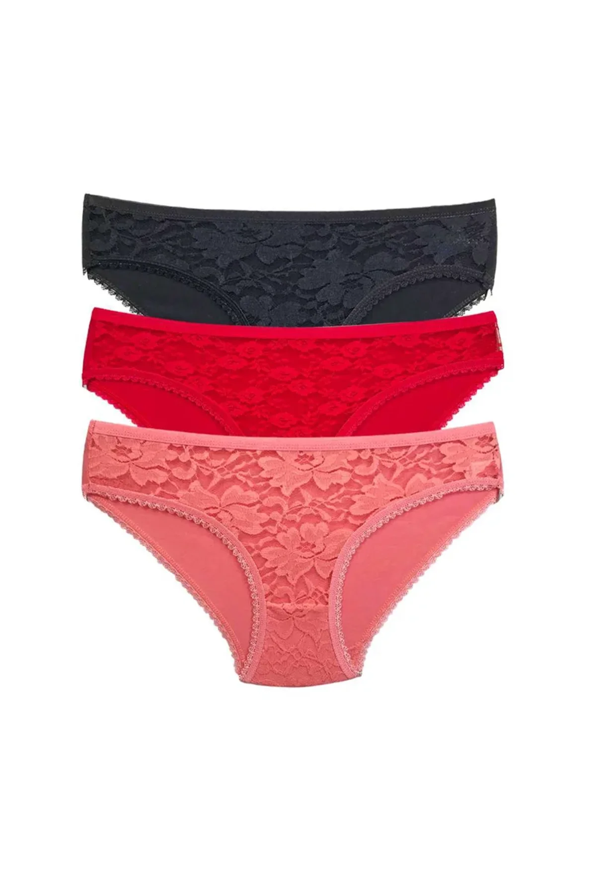 3 Adet Önü Dantelli Transparan Kadın Slip Külot S81 - Just Cheap Store Görsel 4