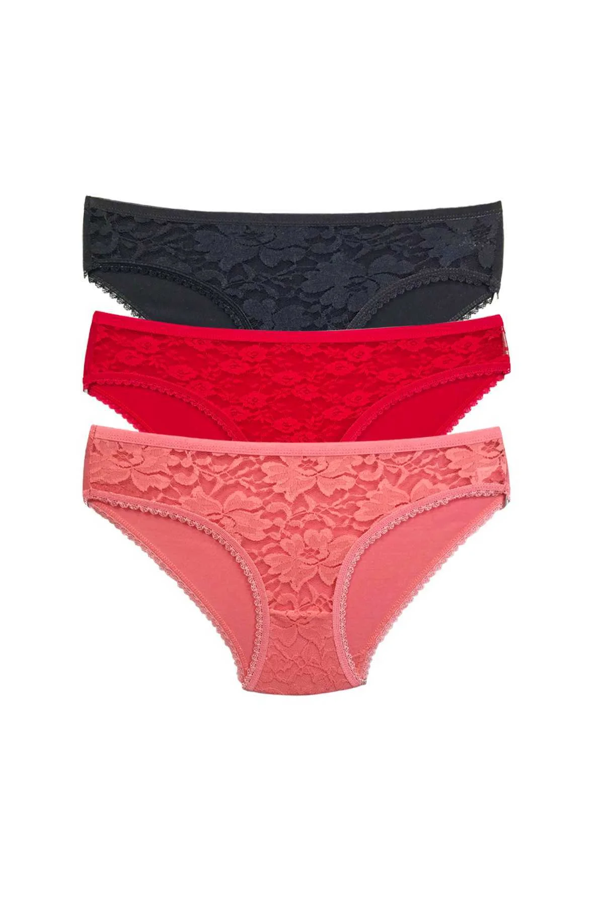 3 Adet Önü Dantelli Transparan Kadın Slip Külot S81 - Just Cheap Store Görsel 3