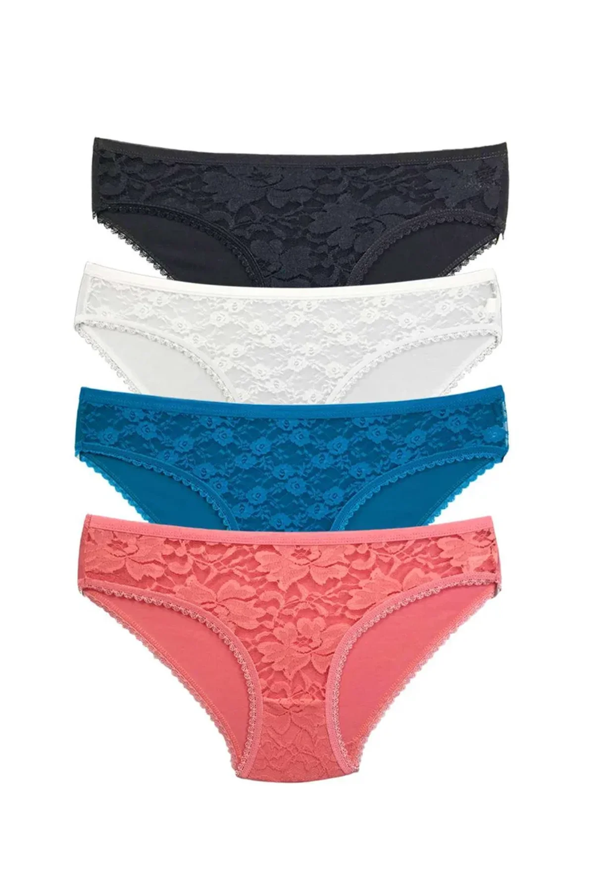4 Adet Önü Dantelli Transparan Kadın Slip Külot S149 - Just Cheap Store Görsel 5