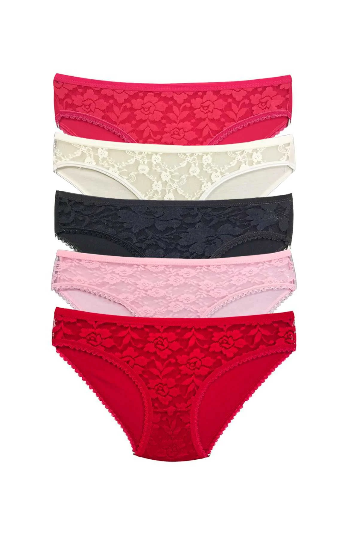 5 Adet Önü Dantelli Transparan Kadın Slip Külot S59 - Just Cheap Store Görsel 2