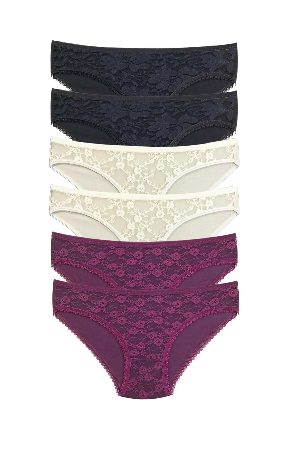 6 Adet Önü Dantelli Transparan Kadın Slip Külot S115 - Just Cheap Store Görsel 3