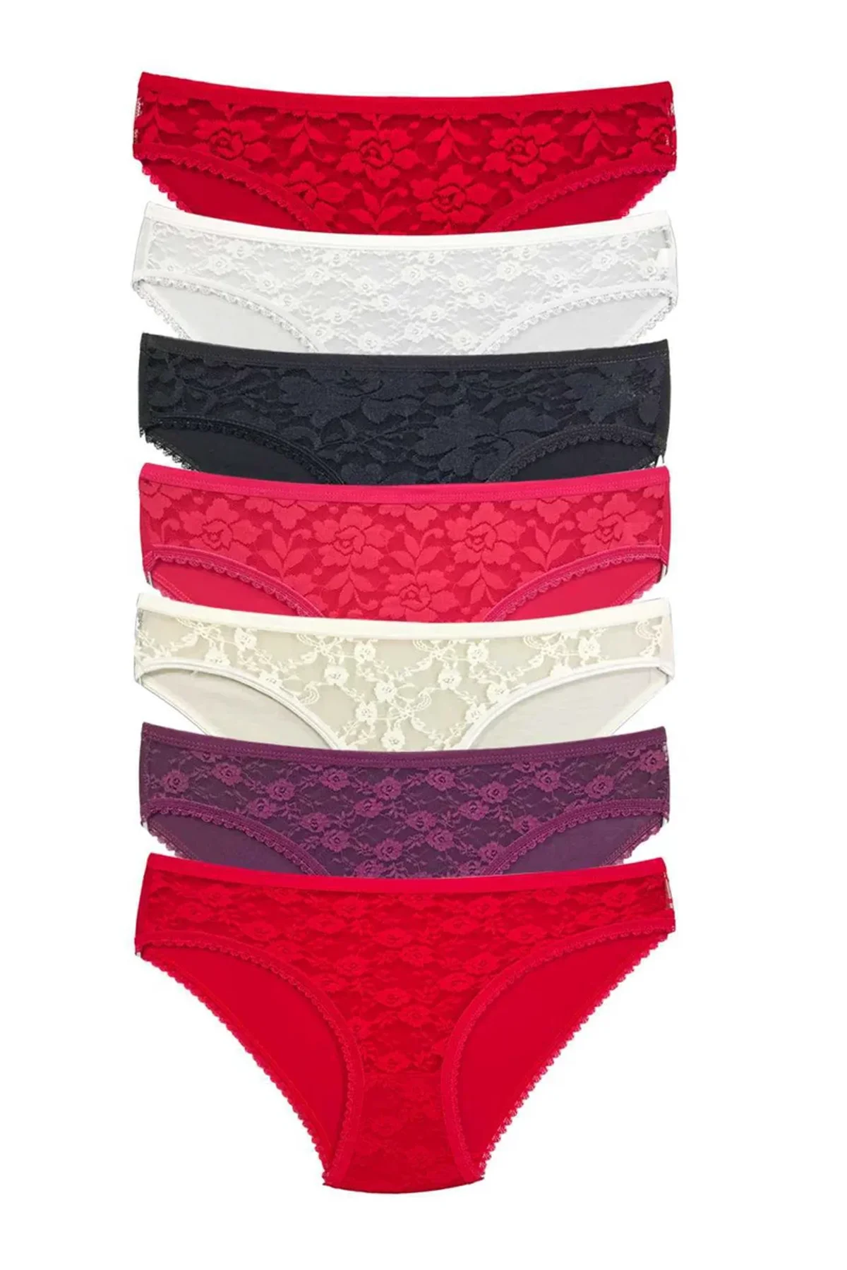 7 Adet Önü Dantelli Transparan Kadın Slip Külot S1 - Just Cheap Store Görsel 4