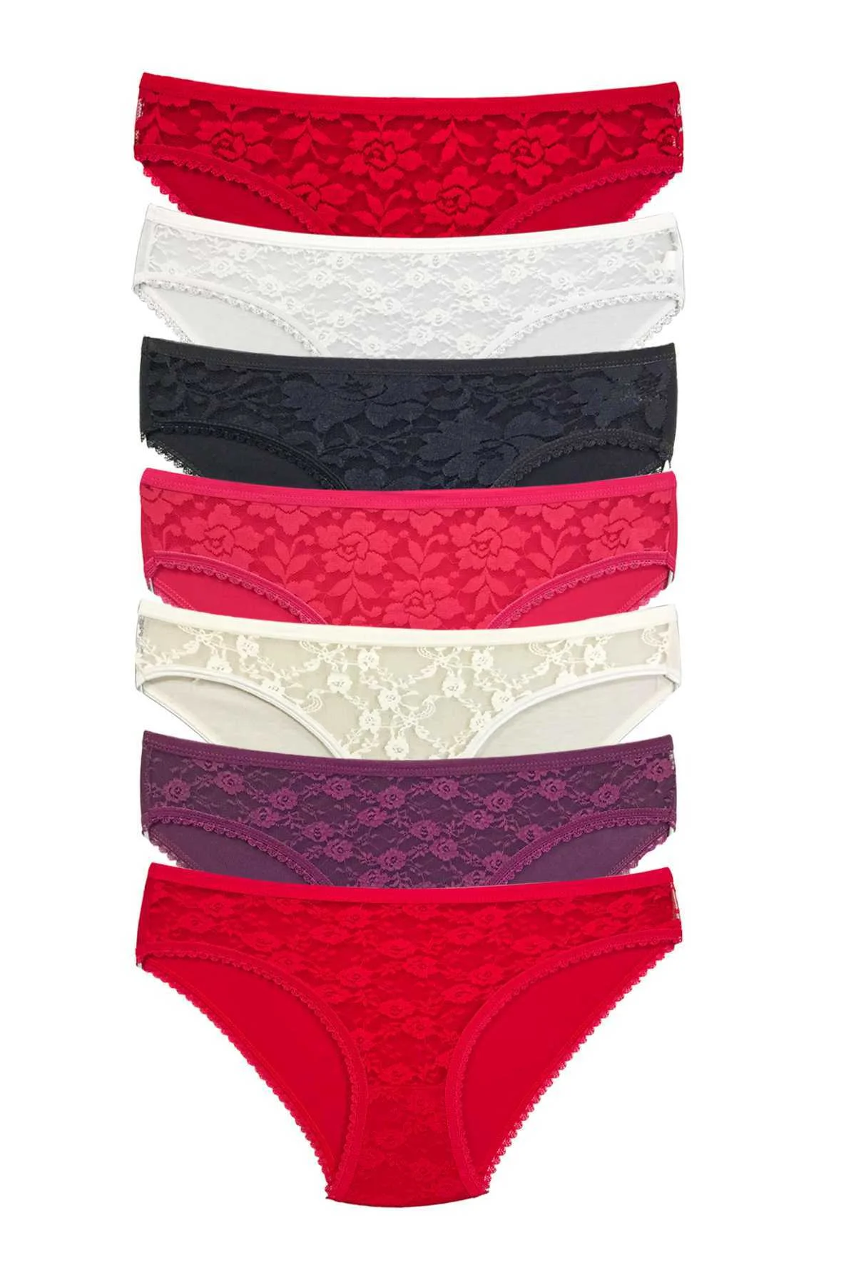 7 Adet Önü Dantelli Transparan Kadın Slip Külot S1 - Just Cheap Store Görsel 2