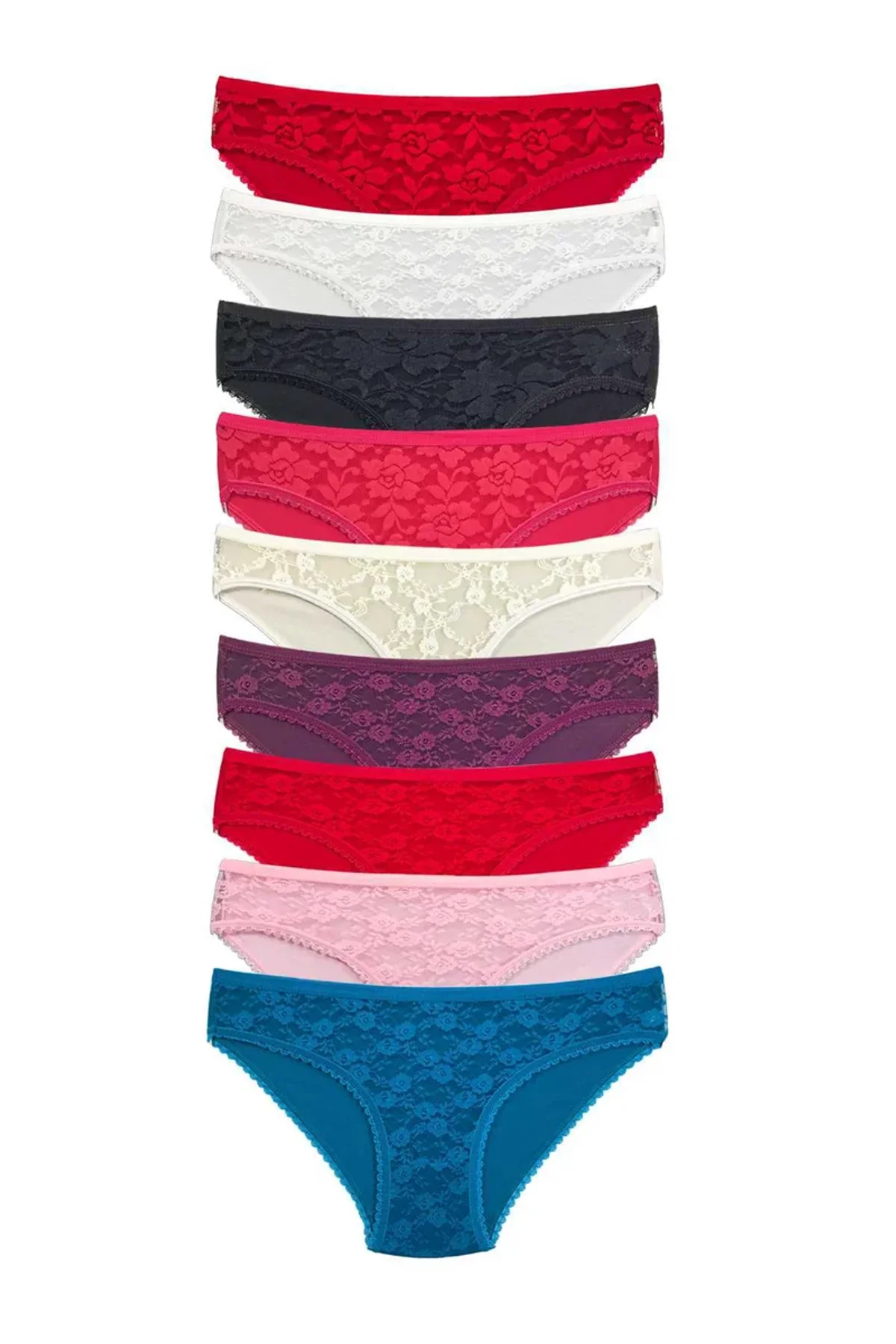 9 Adet Önü Dantelli Transparan Kadın Slip Külot S119 - Just Cheap Store Görsel 5