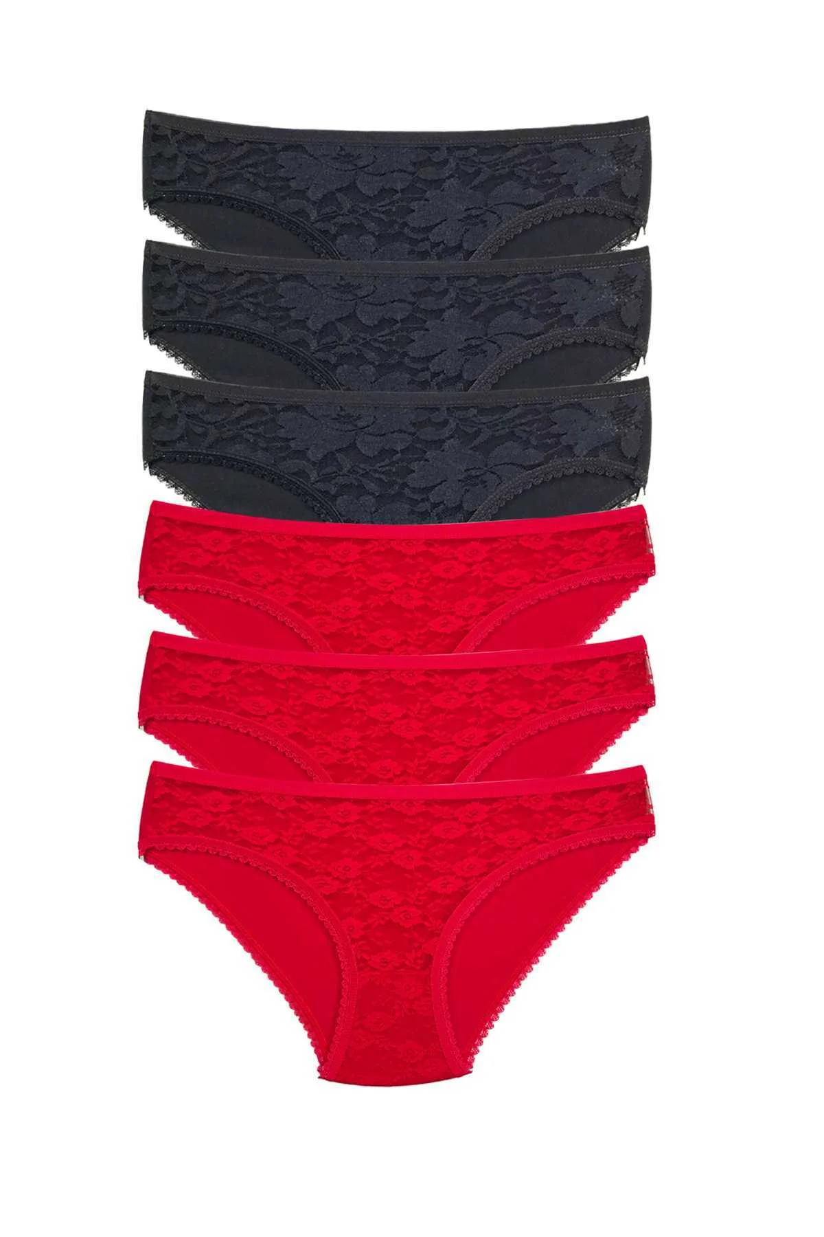 6 Adet Önü Dantelli Transparan Kadın Slip Külot S21 - Just Cheap Store Görsel 2