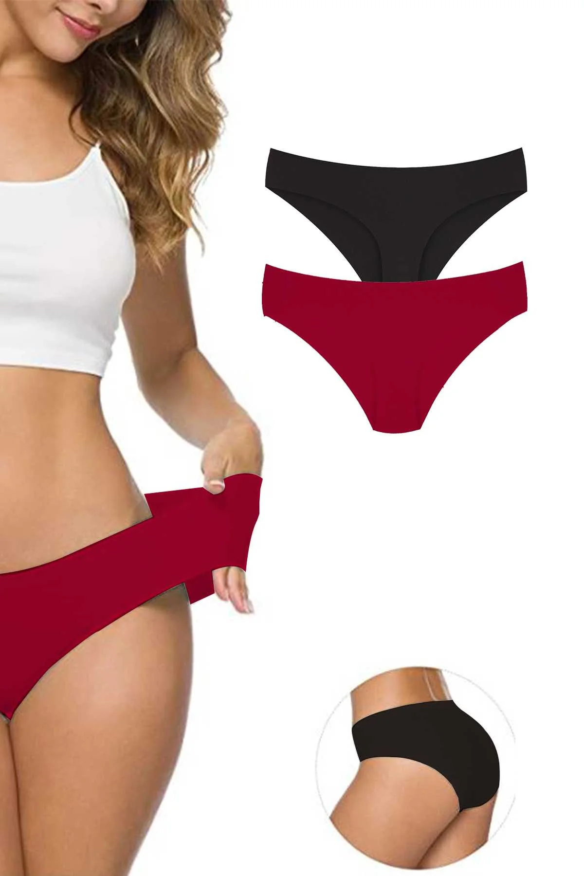 2 Adet Kadın Dikişsiz Lazer Kesim Esnek İz yapmayan Külot S4 - Just Cheap Store Görsel 2