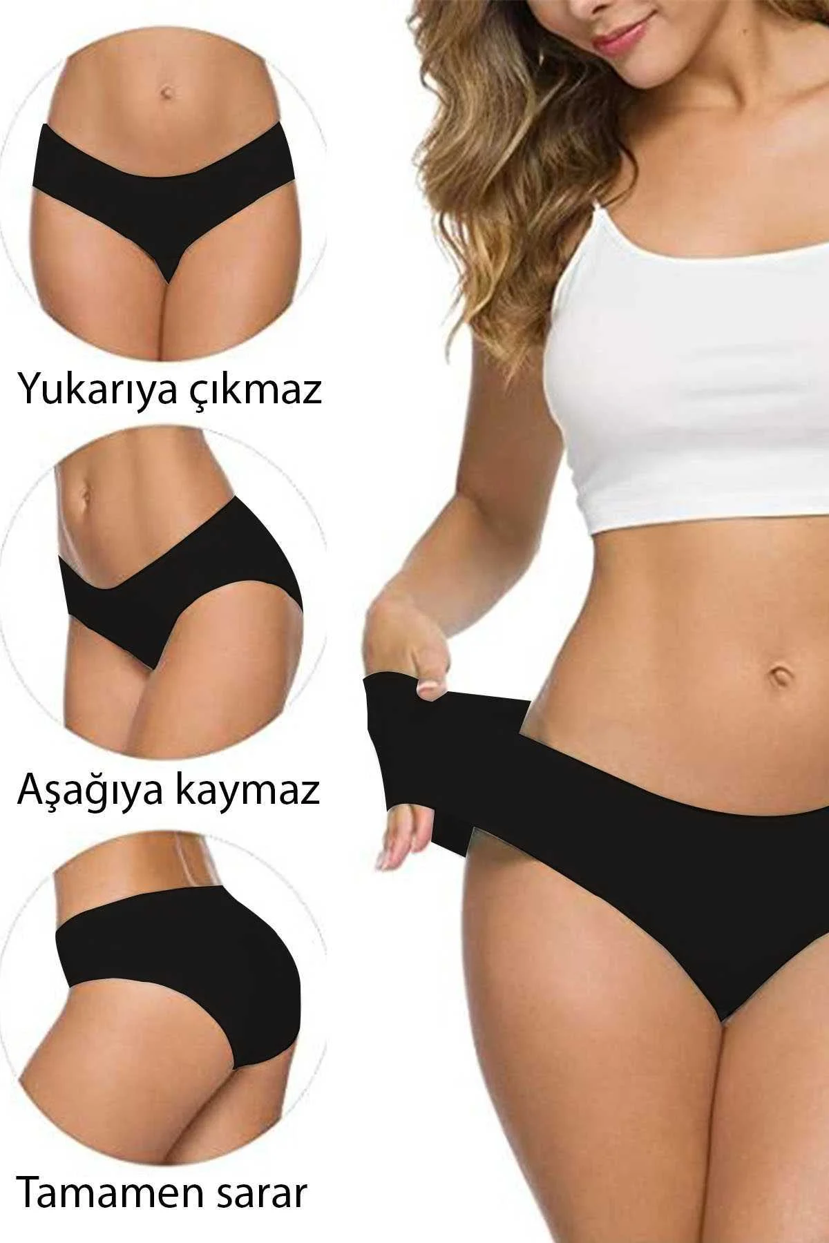 3 Adet Kadın Dikişsiz Lazer Kesim Esnek İz yapmayan Külot S6 - Just Cheap Store Görsel 5