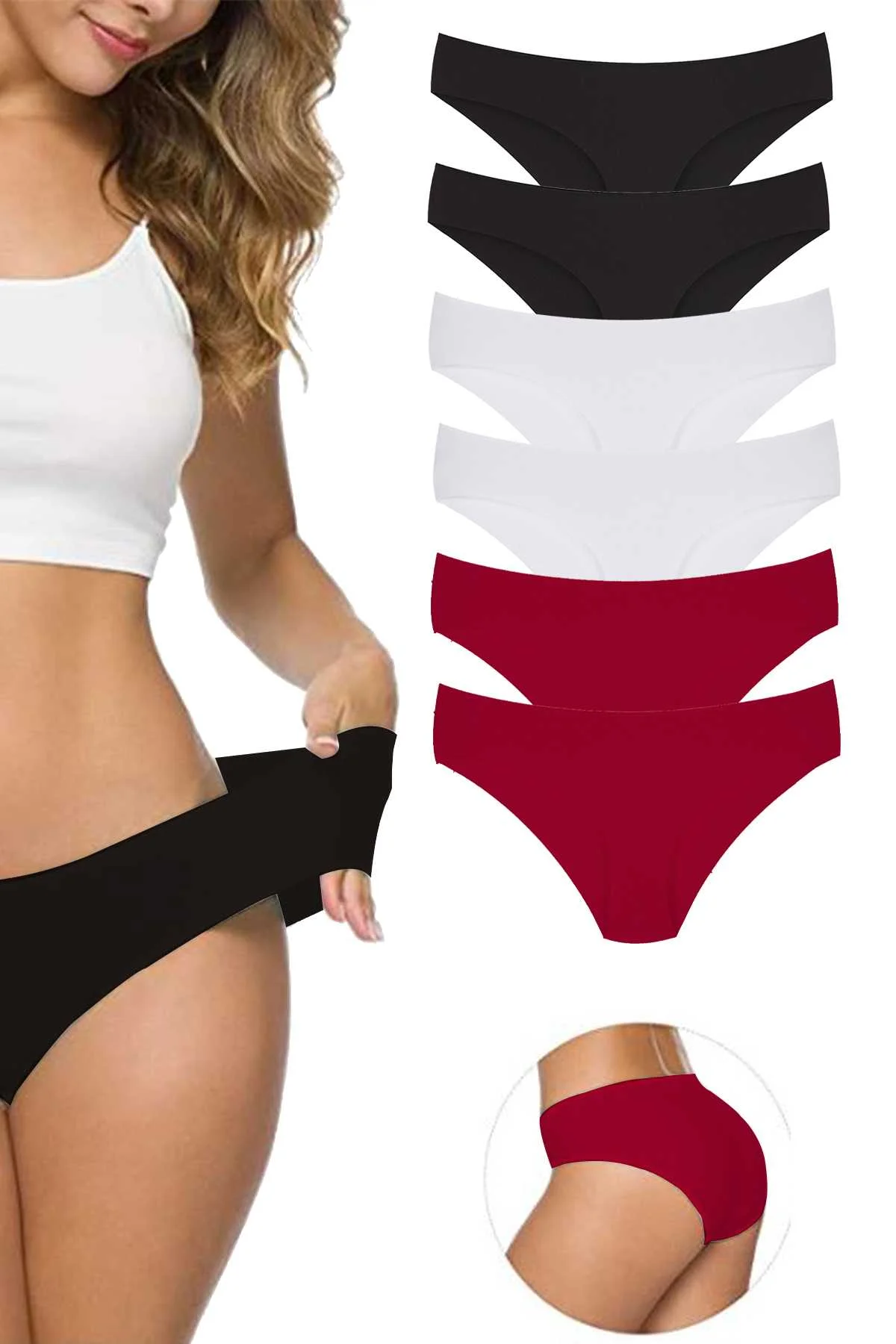 6 Adet Kadın Dikişsiz Lazer Kesim Esnek İz yapmayan Külot S8 - Just Cheap Store Görsel 2