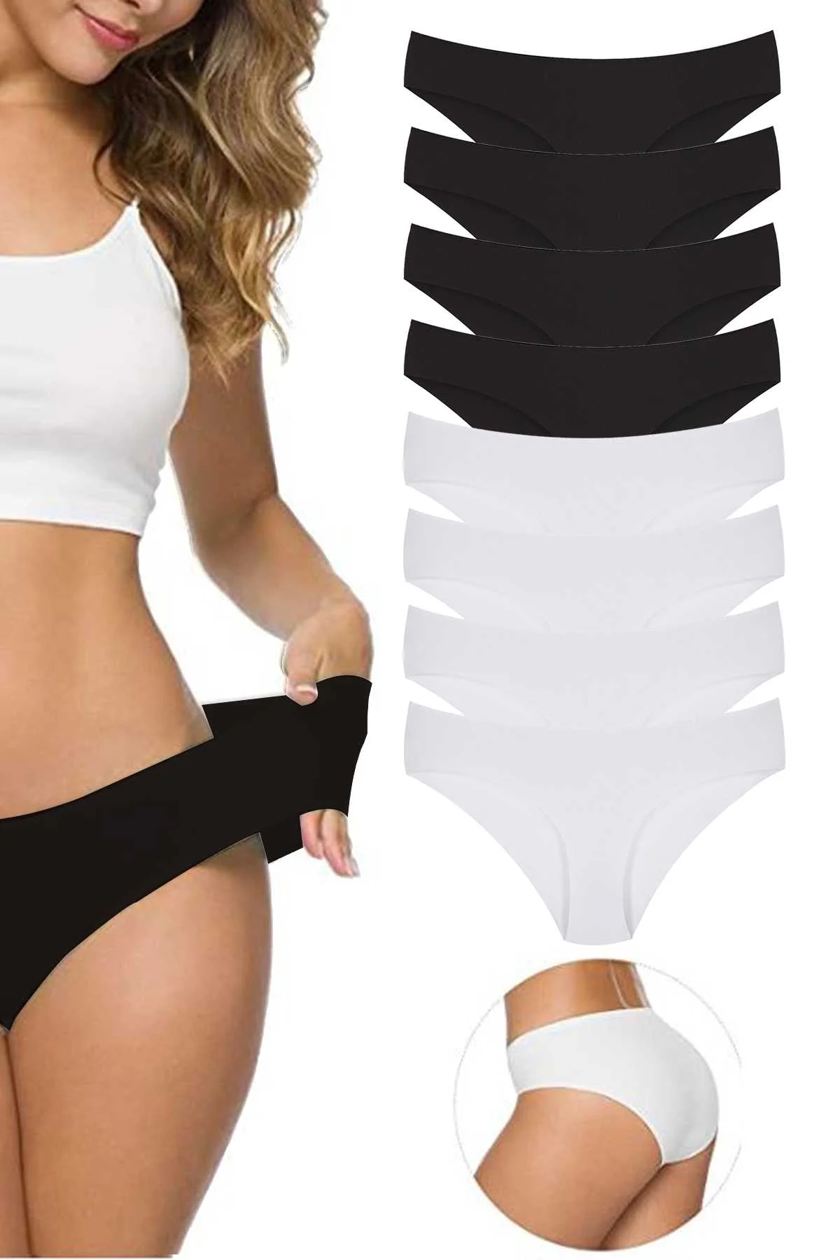 8 Adet Kadın Dikişsiz Lazer Kesim Esnek İz yapmayan Külot S1 - Just Cheap Store Görsel 2