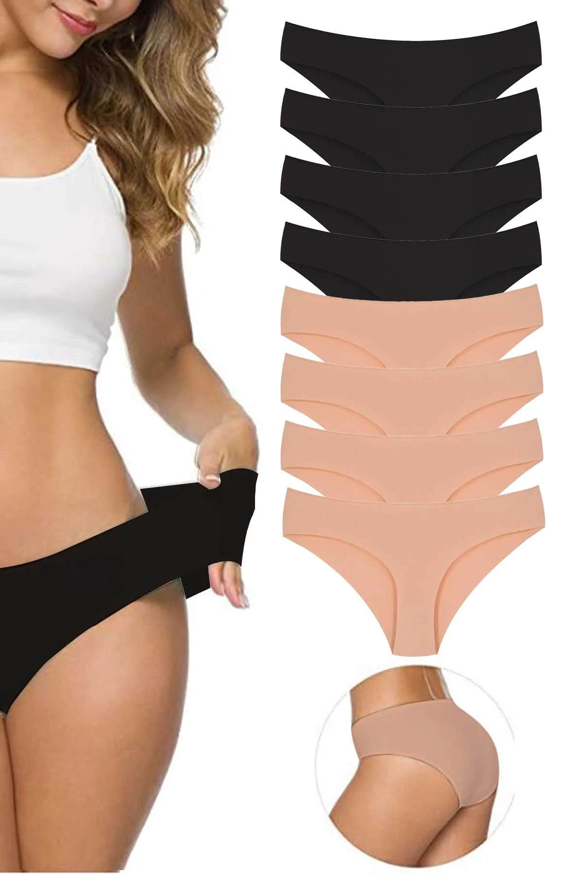 8 Adet Kadın Dikişsiz Lazer Kesim Esnek İz yapmayan Külot S2 - Just Cheap Store Görsel 2