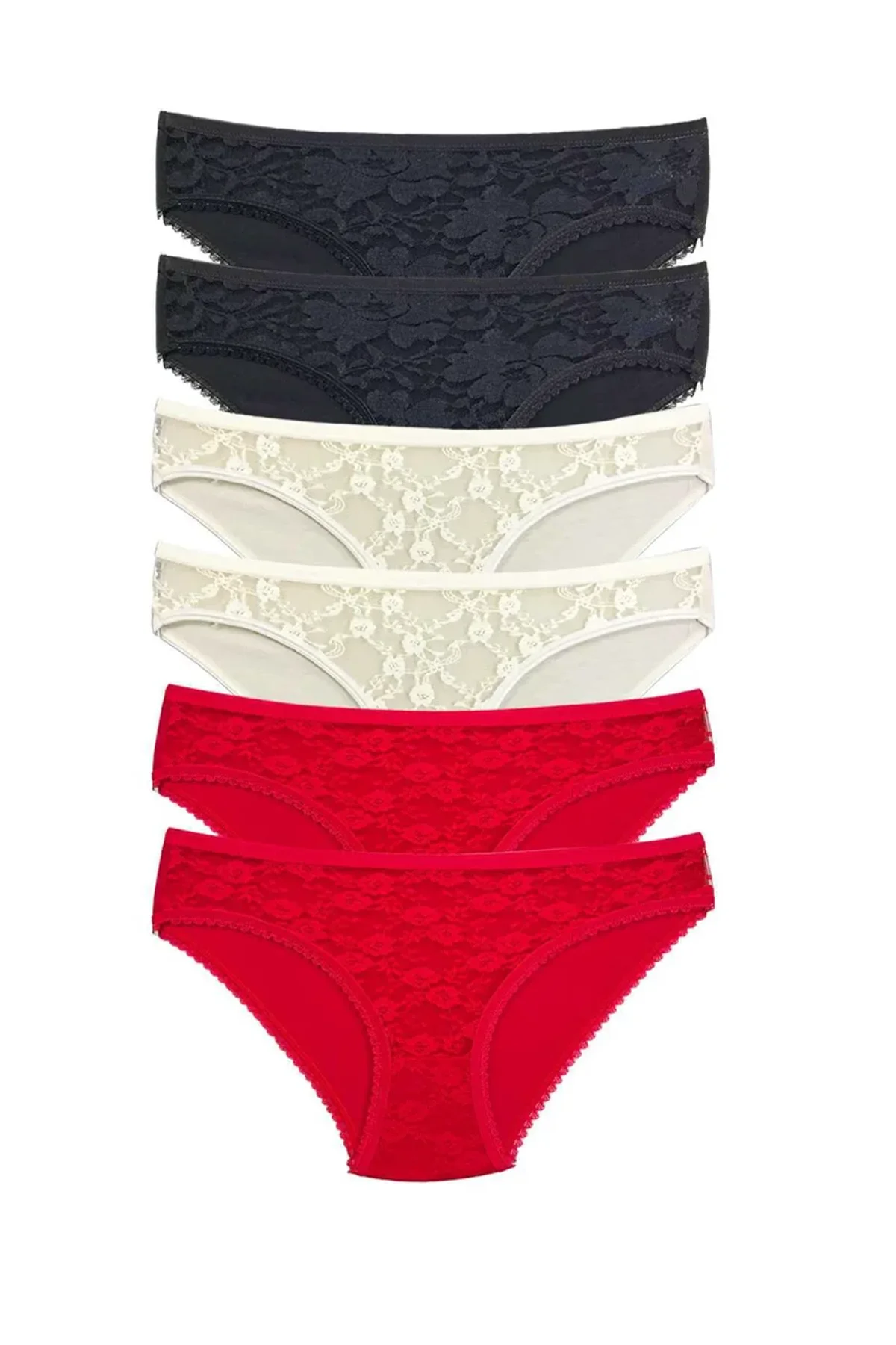 6 Adet Önü Dantelli Transparan Kadın Slip Külot S116 - Just Cheap Store Görsel 4