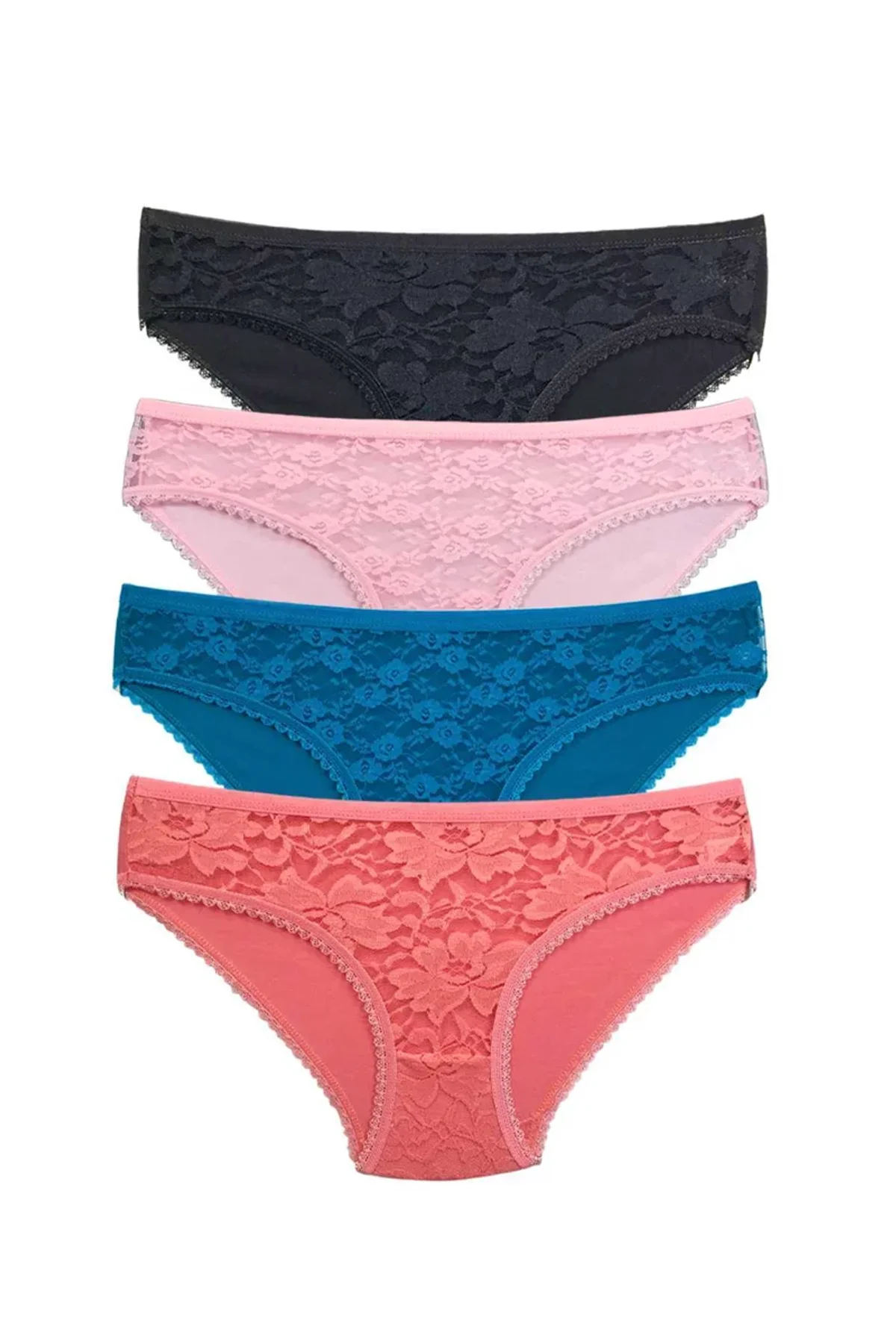 4 Adet Önü Dantelli Transparan Kadın Slip Külot S218 - Just Cheap Store Görsel 4