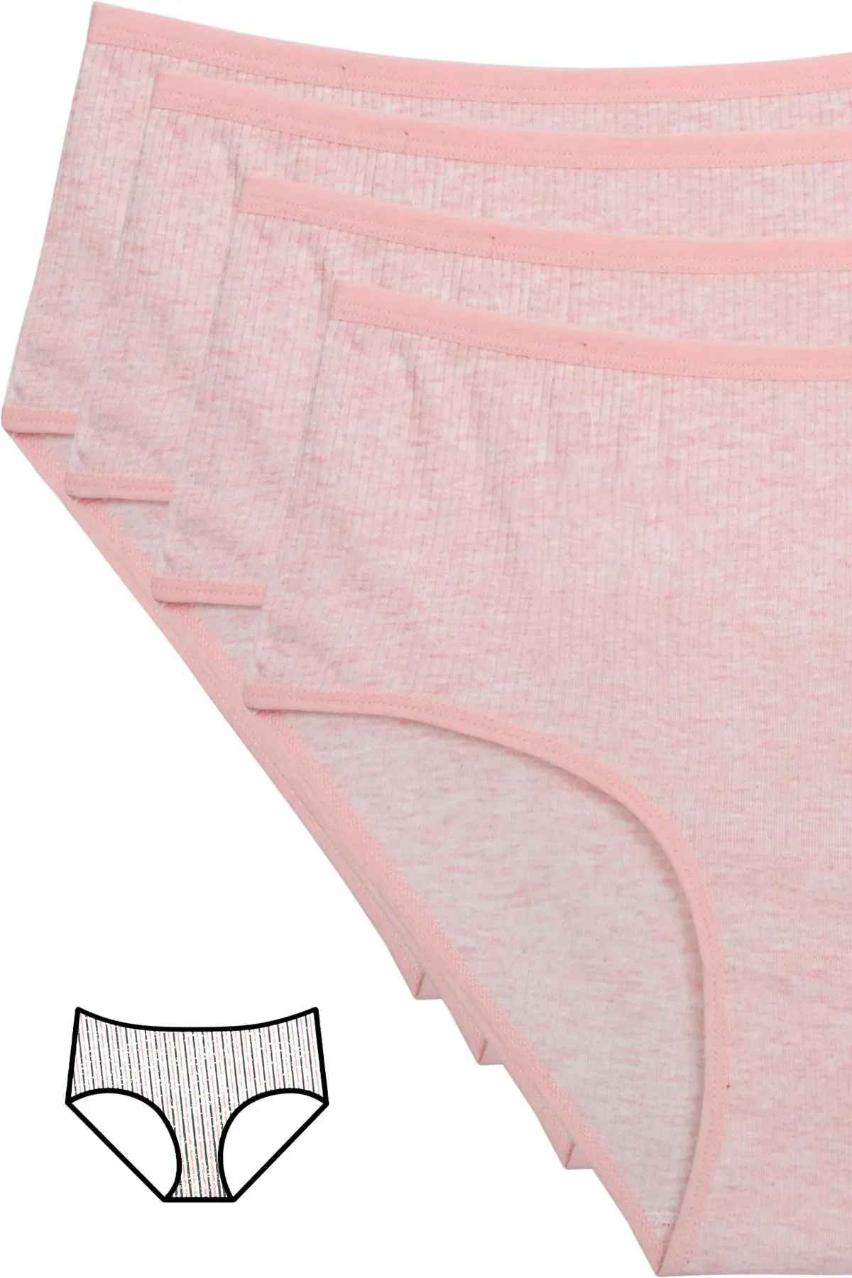 4'lü Yeni Seri Renkli Yüksek Bel Fitilli Ribana Bato Külot Pembe - Just Cheap Store Görsel 4