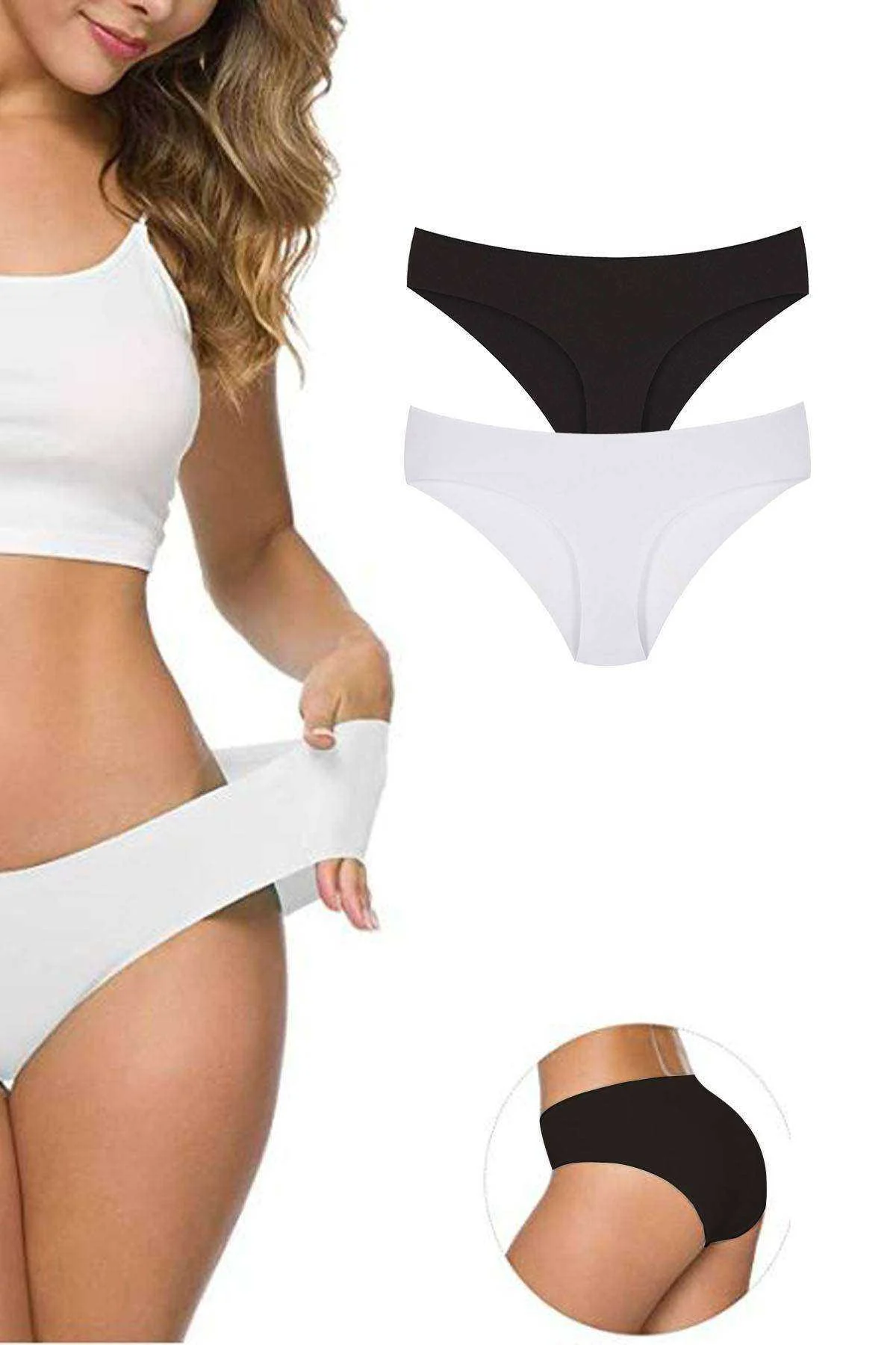 2 Adet Kadın Dikişsiz Lazer Kesim Esnek İz yapmayan Külot S1 - Just Cheap Store Görsel 2