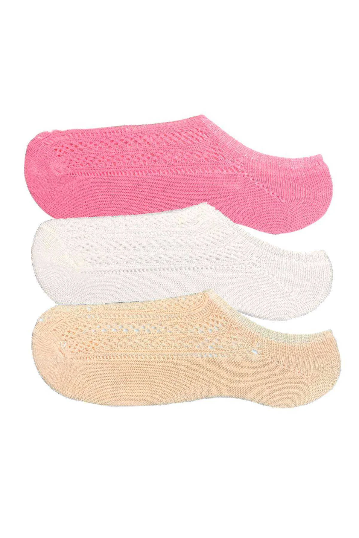 3 Adet Kadın Sneaker Dantelli File Pamuklu Yumuşak Çorap - Just Cheap Store Görsel 2