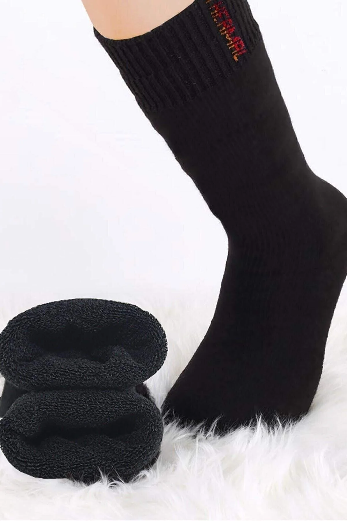 Siyah Termal Kalın Kışlık Havlu Çorap Erkek Kadın Unisex Pamuk - Just Cheap Store Görsel 3
