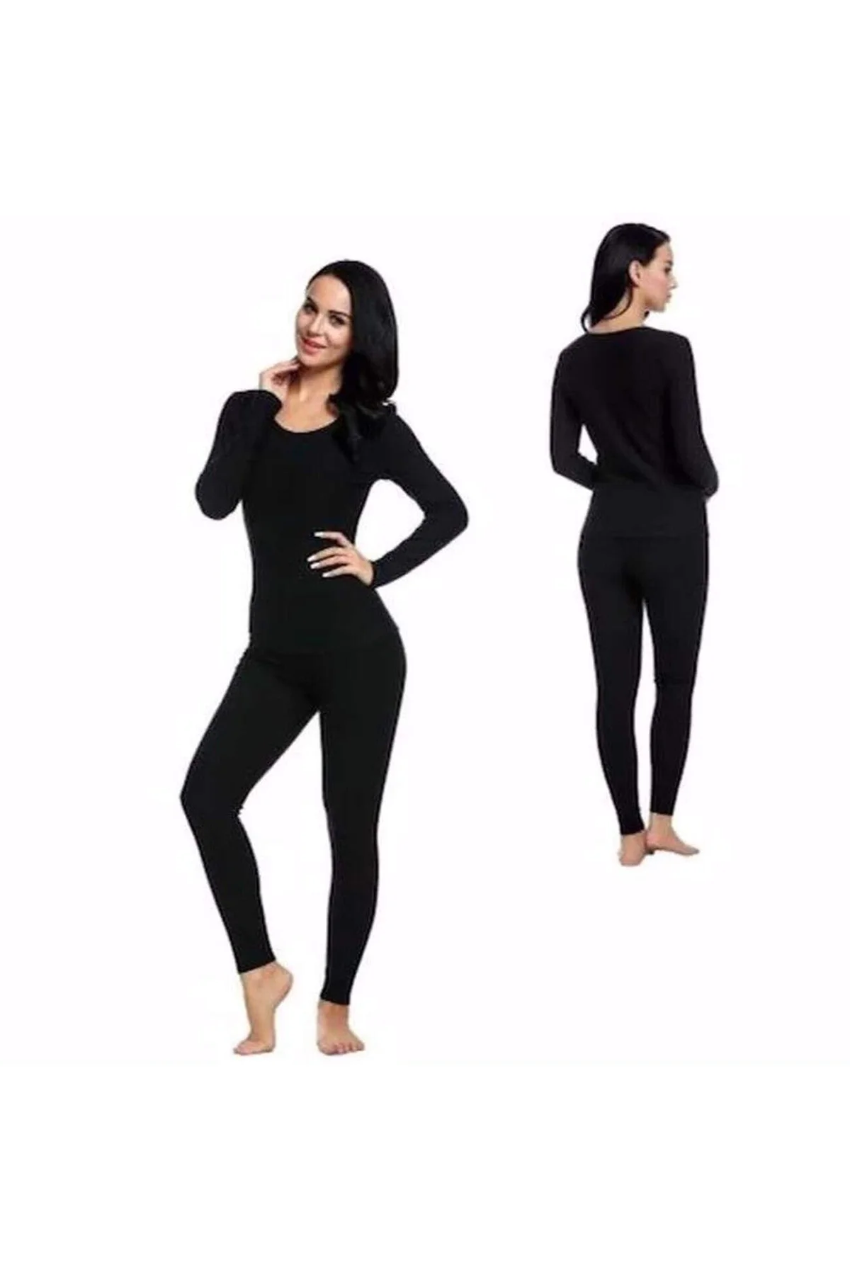 Kota Kadın Kışlık Termal Sıcak Tutan Tayt ve Fanila Takım 2'li Set Siyah - Just Cheap Store Görsel 2