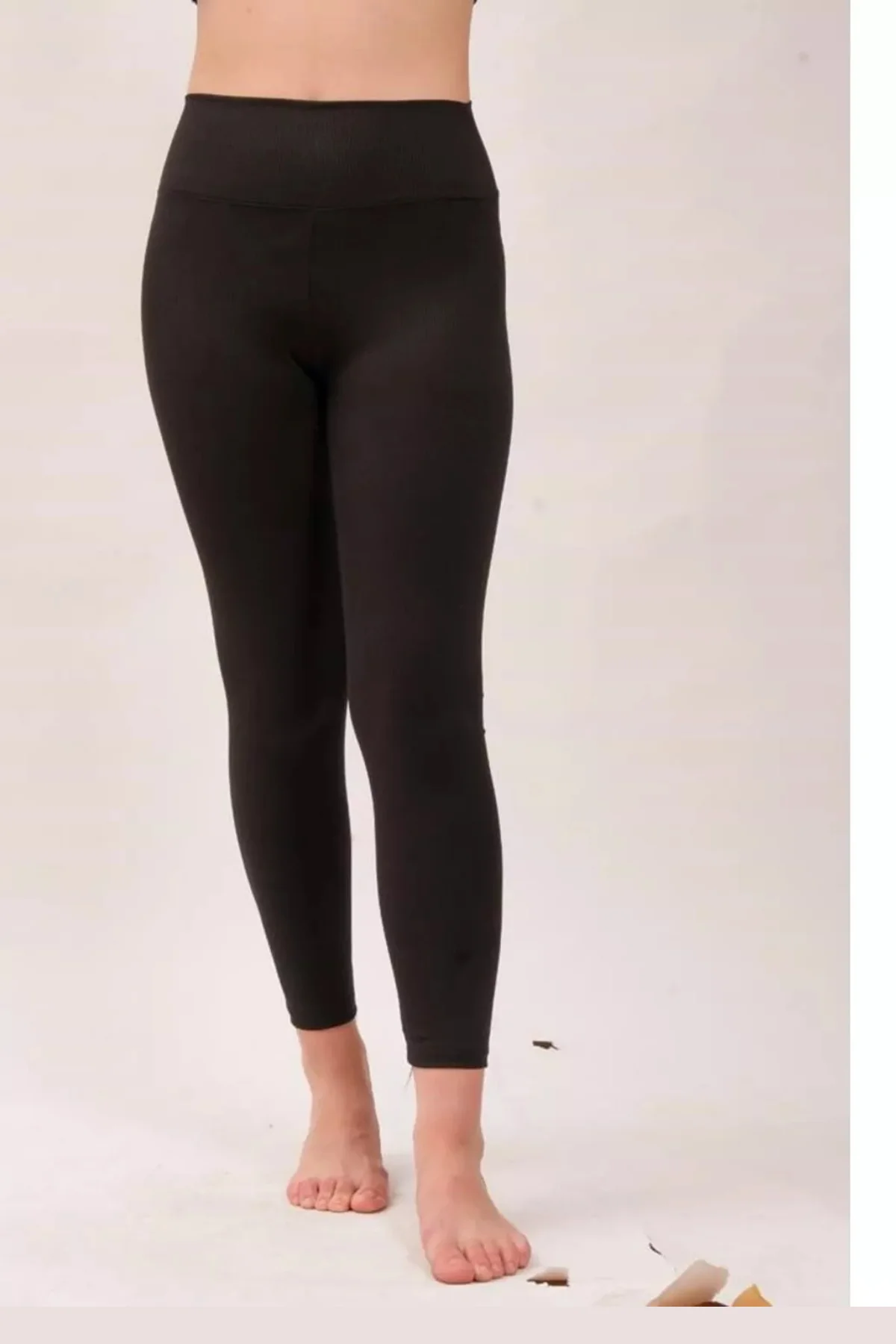 Siyah Yüksek Bel Fitilli Kadın Tayt Yazlık 2001 - Just Cheap Store Görsel 4
