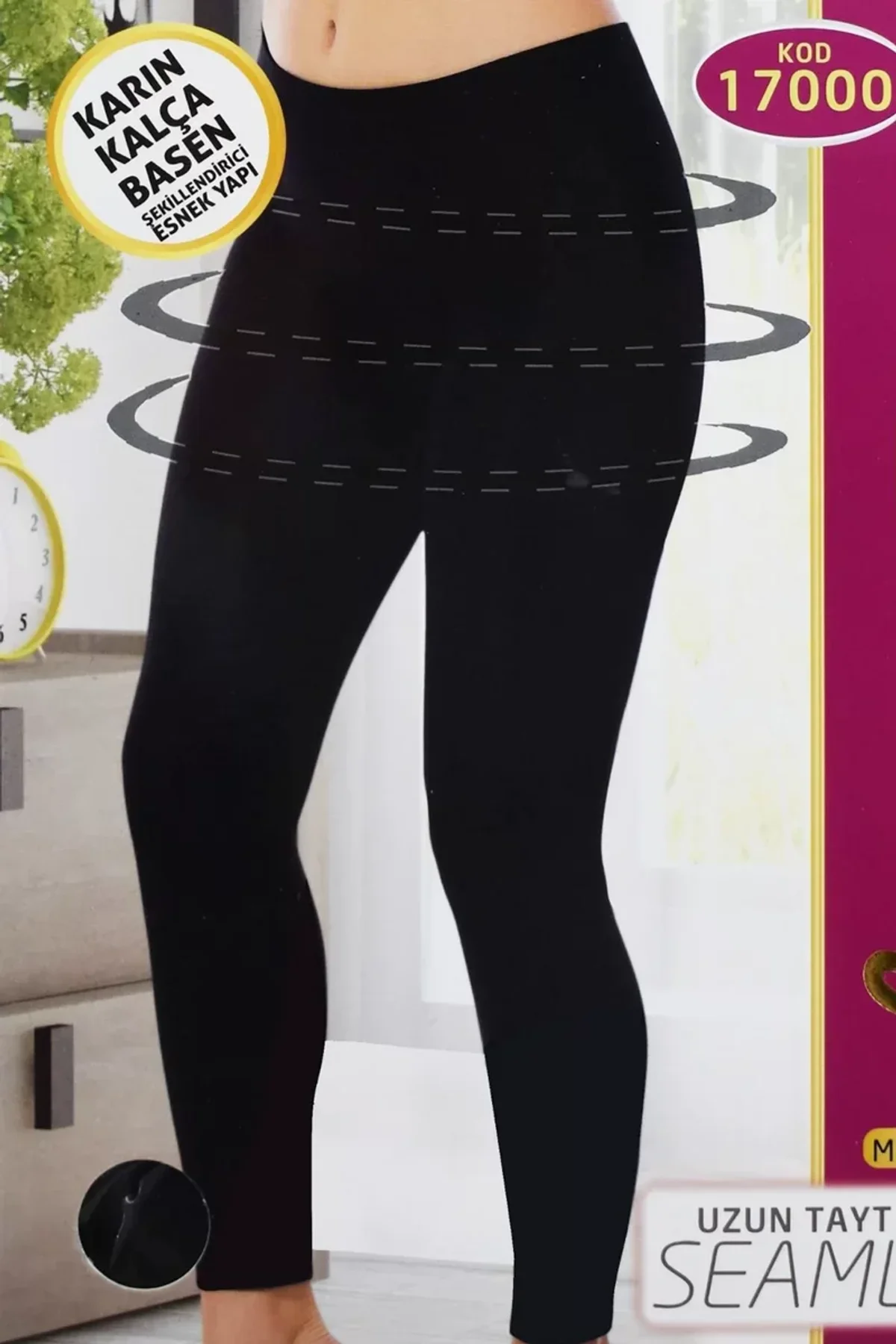 Korseli Dikişsiz İz Yapmaz Bayan Uzun Tayt 17000 Siyah - Just Cheap Store Görsel 5