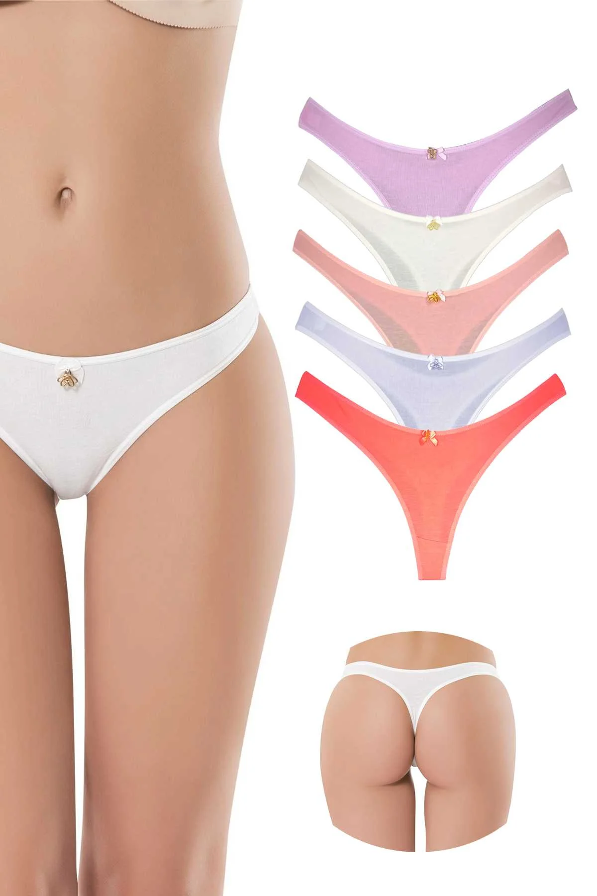5 Adet Pamuklu Kadın Klasik Tanga Soft Renkler - Just Cheap Store Görsel 2