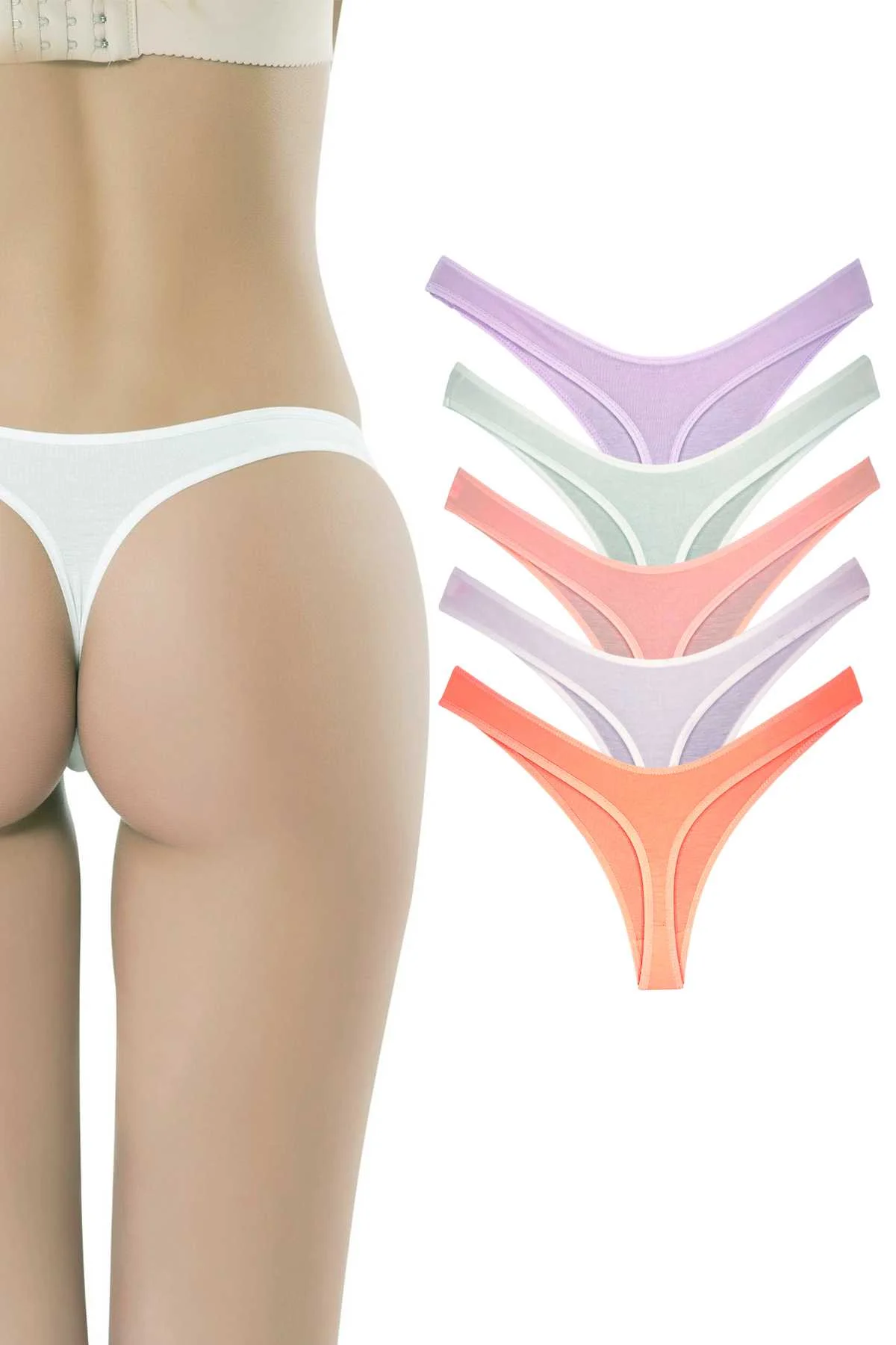 5 Adet Pamuklu Kadın Klasik Tanga Soft Renkler - Just Cheap Store Görsel 3