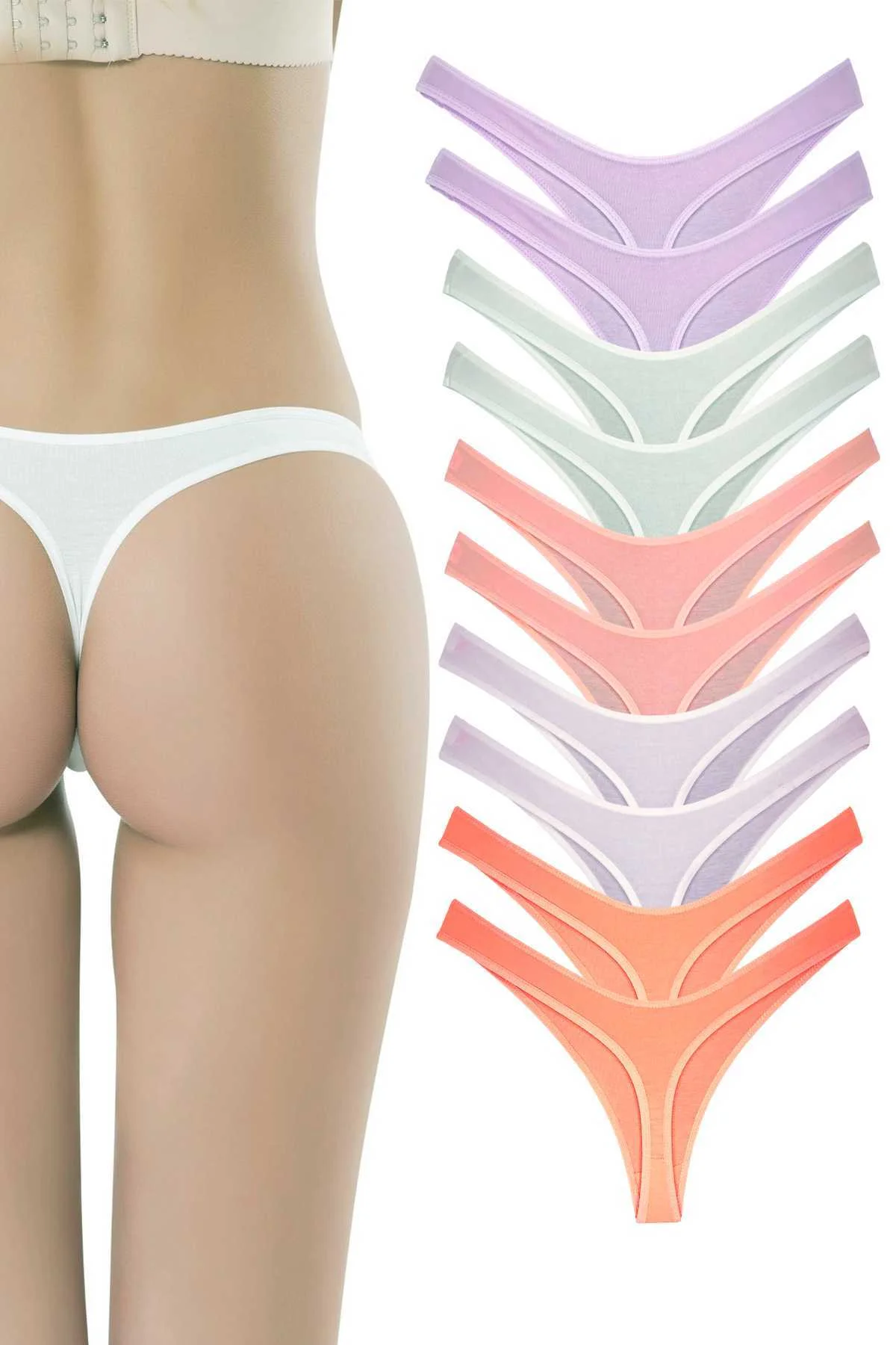 10 Adet Pamuklu Kadın Klasik Tanga Soft Renkler - Just Cheap Store Görsel 3