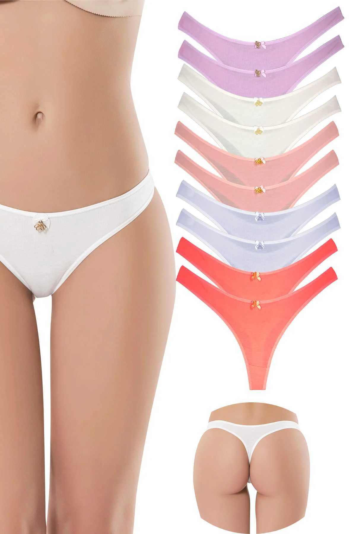10 Adet Pamuklu Kadın Klasik Tanga Soft Renkler - Just Cheap Store Görsel 2