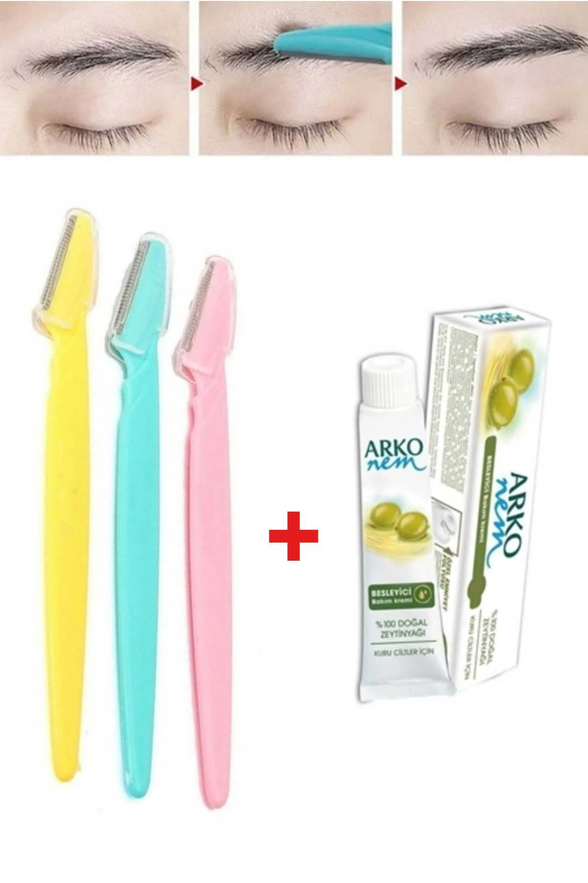 3 Adet Kaş Şekillendirici Ustura Arko Nem Zeytinyağı Kremi 20 cc - Just Cheap Store Görsel 2