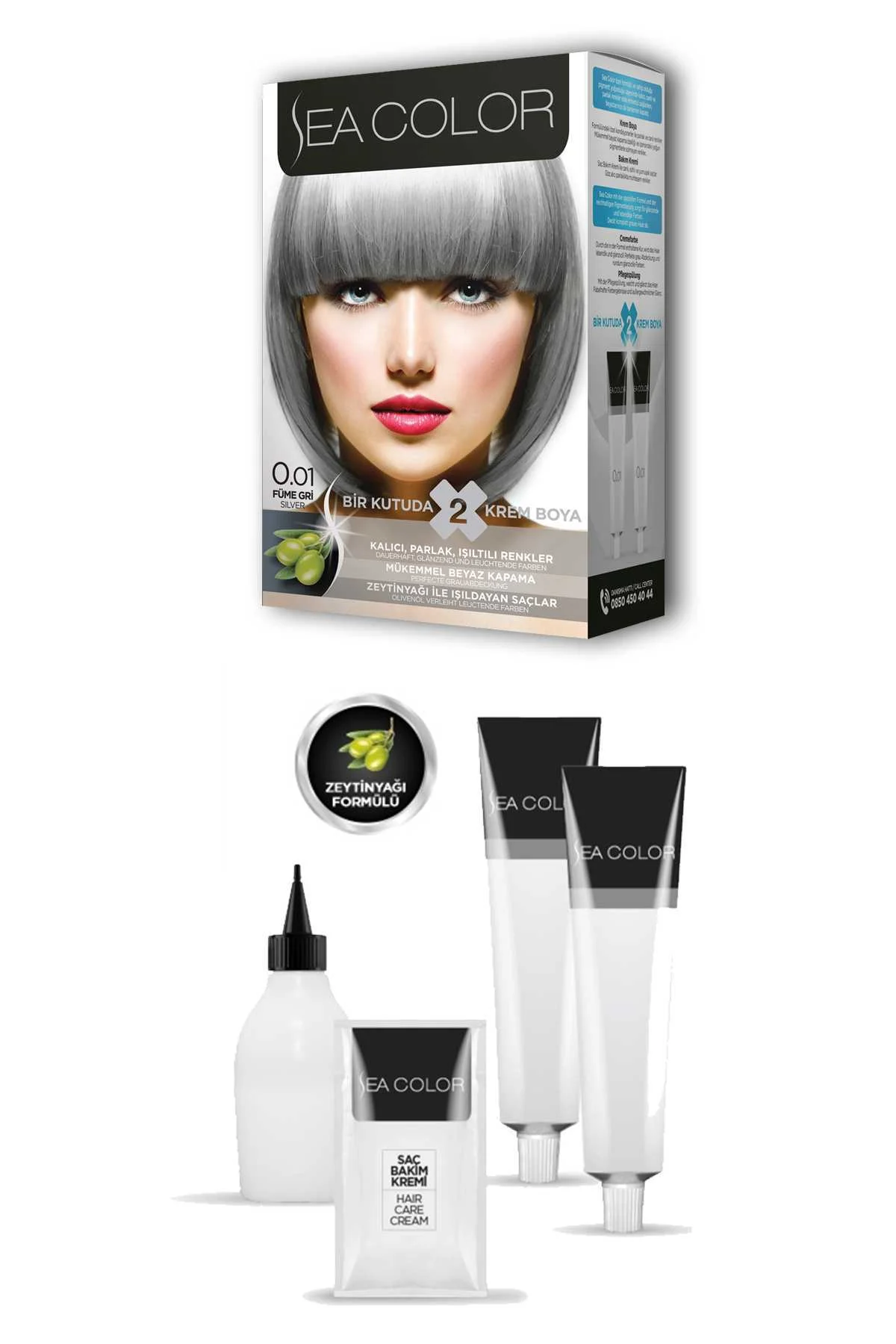 2 Tüp Krem Saç Boyası Seti Füme Gri No:0.01 - Just Cheap Store Görsel 3