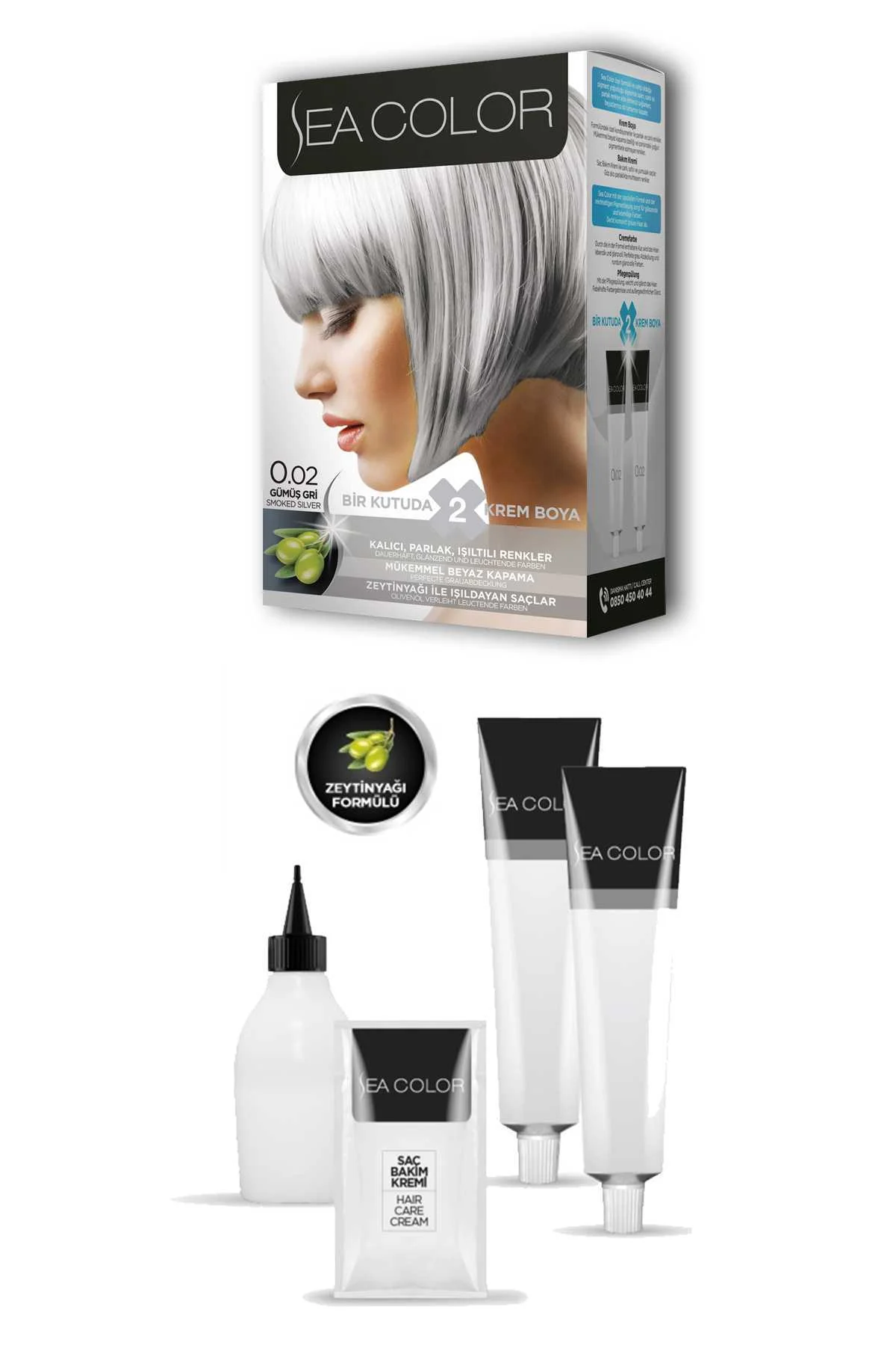 2 Tüp Krem Saç Boyası Seti Gümüş Gri No:0.02 - Just Cheap Store Görsel 3
