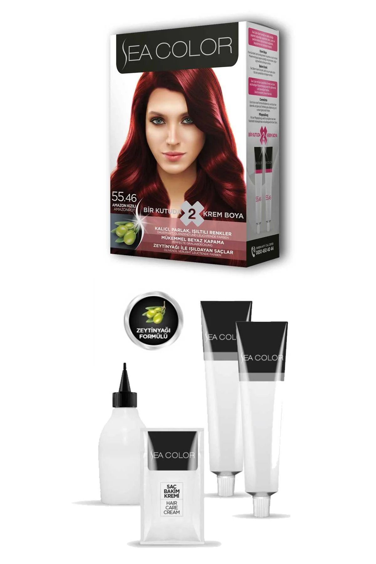 2 Tüp Krem Saç Boyası Seti Amazon Kızılı No:55.46 - Just Cheap Store Görsel 3